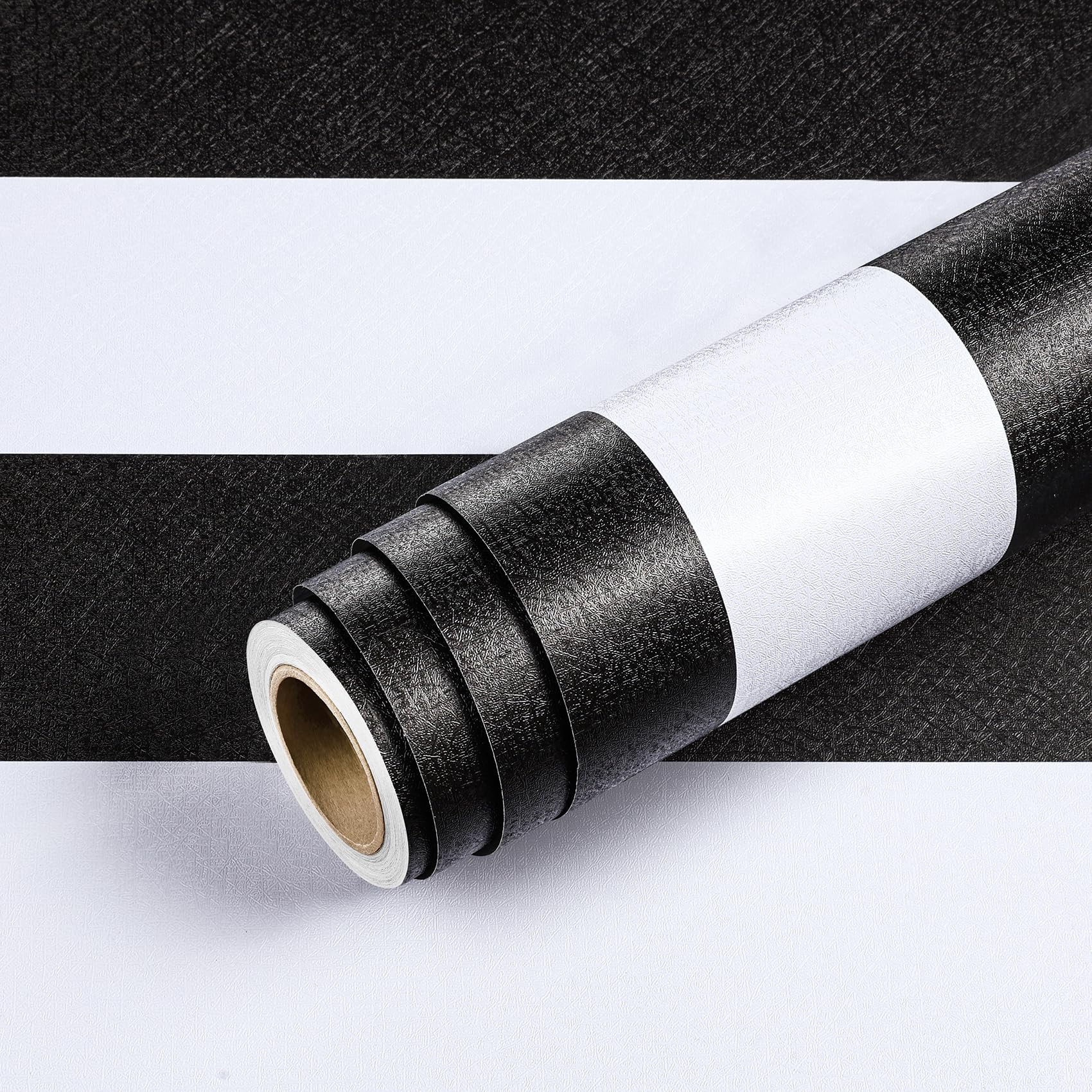 Papel pintado de rayas blancas y negras impermeable y autoadhesivo de 17.7 x 78.8
