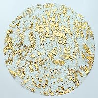Vista 1 de Snowkingdom Disposable Gold Placemats Set of 12 Metallic Round 13 Inch Foil Mesh Pressed Fall Table Mates 12 Pack Gold Doilies for Dining Table