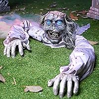 Vista 1 de JOYIN Decoración de Halloween Zombie Groundbreaker exterior, decoración de zombis de Halloween al aire libre con ojos iluminados y sonido