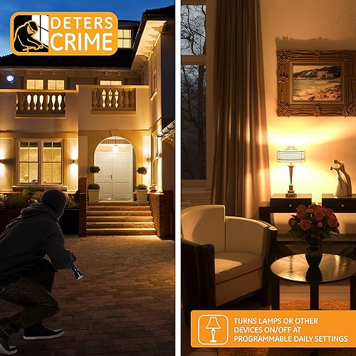 Miniatura 8 de GE Temporizador de salida polarizado mecánico, enchufe individual con 2 puntas, ciclo de 24 horas, uso en interiores para luces, lámparas