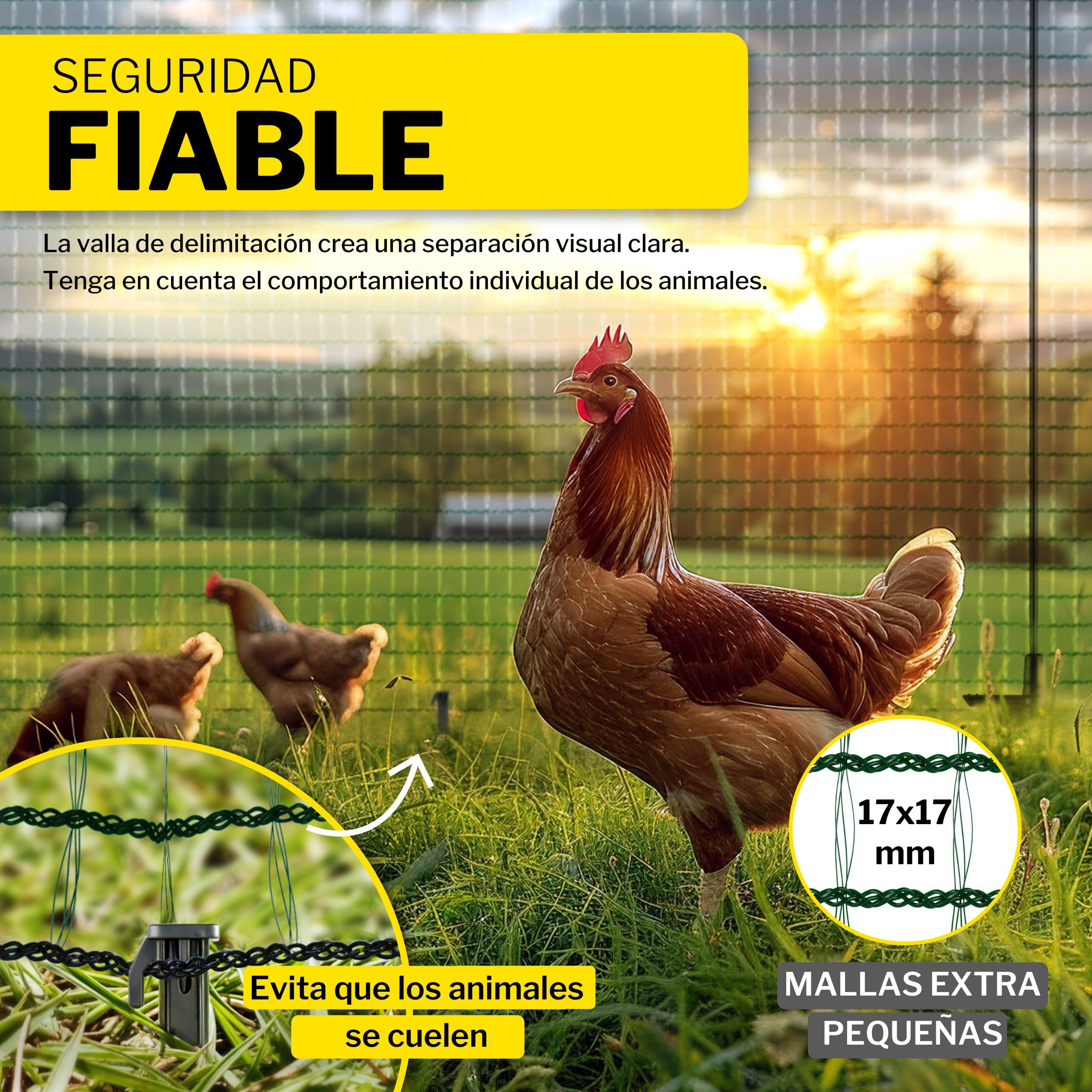 horizont Valla de límite FIX, valla móvil de 25 m de largo, 120 cm de alto, ideal para mascotas grandes, valla para perros, camping, red de jardín, incluye 15 estacas, valla de barrera, valla de