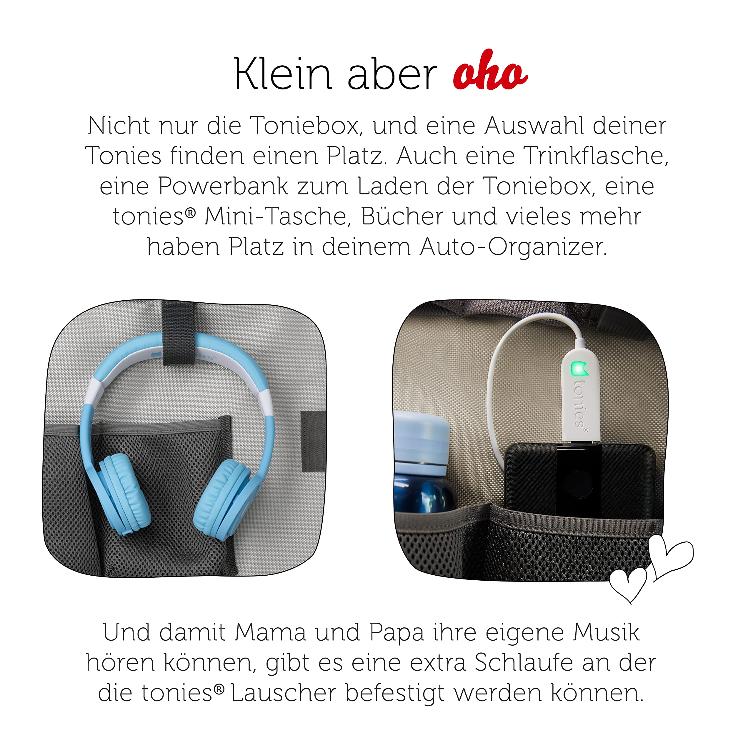 tonies® Auto-Organizer Yeti, Zubehör zur Aufbewahrung von Toniebox, Hörfiguren und Kopfhörern im Auto
