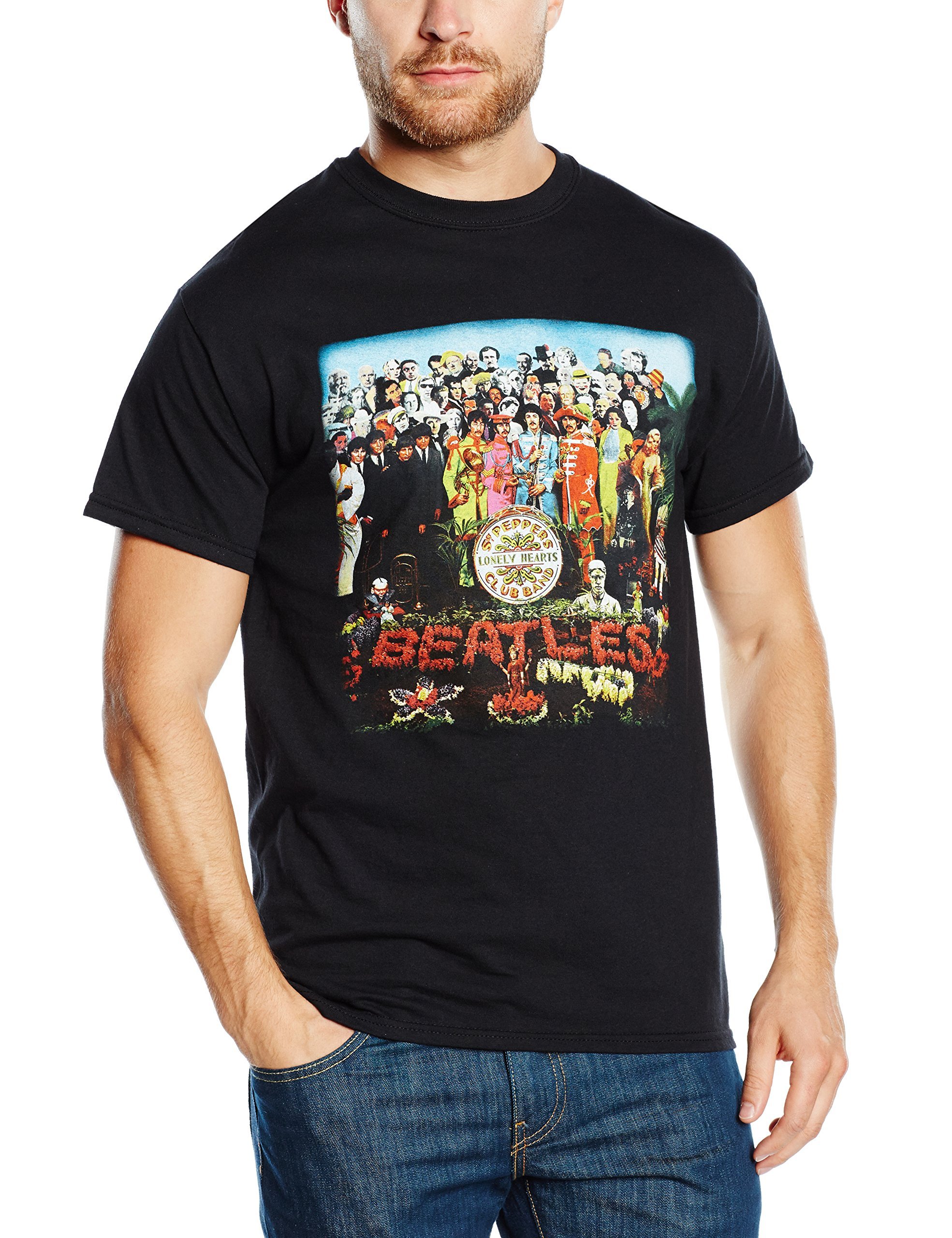 The Beatles Men's SGT Pepper Short Sleeve T-Shirt, Black, Medium