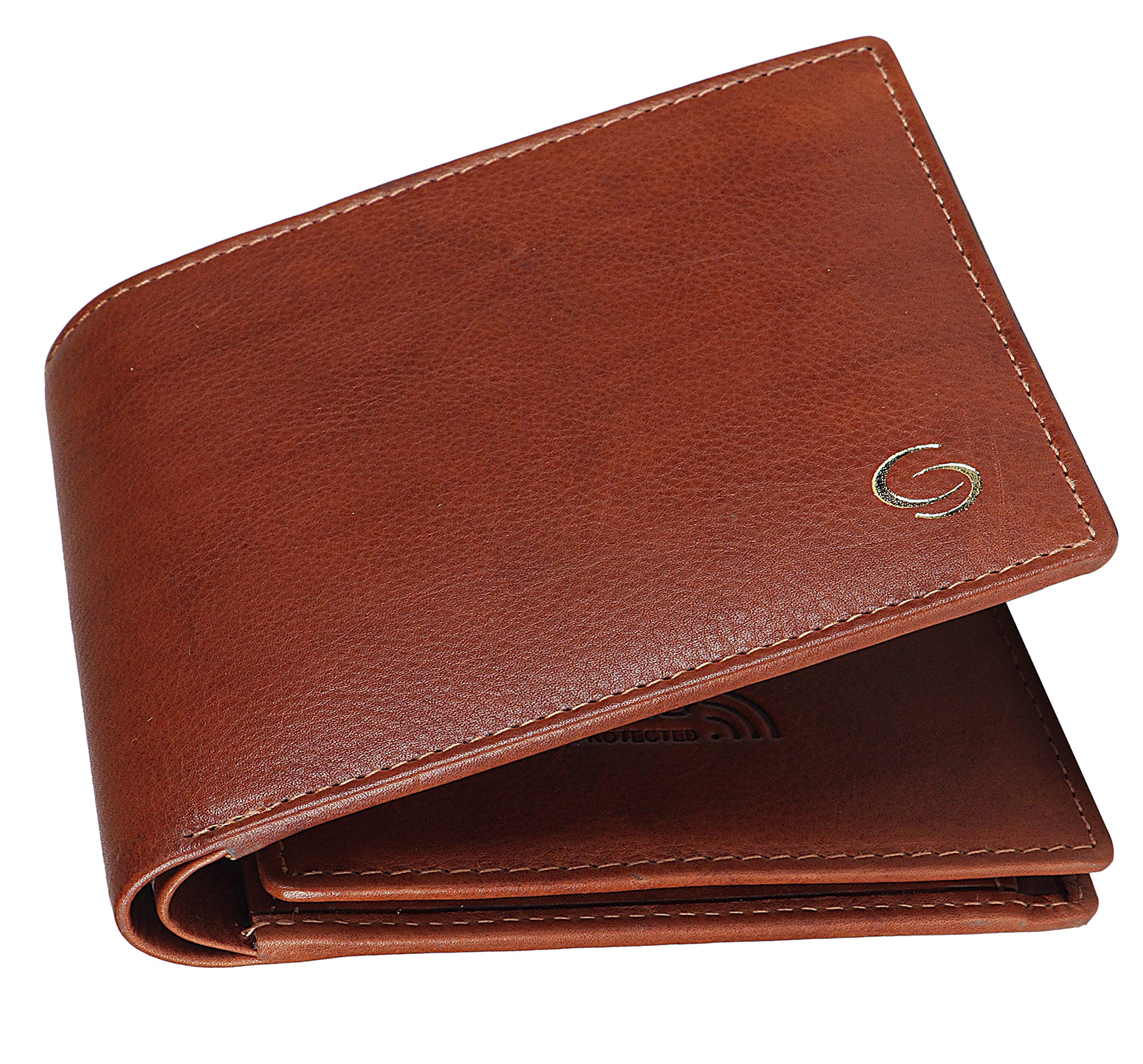 GETOREE Teak Tan Genuine Leather RFID Wallets for Men I 7 Credit/Debit Card Slots I 2 Secret compartments I 1 Coin Pocket & 2 Currency Compartments.