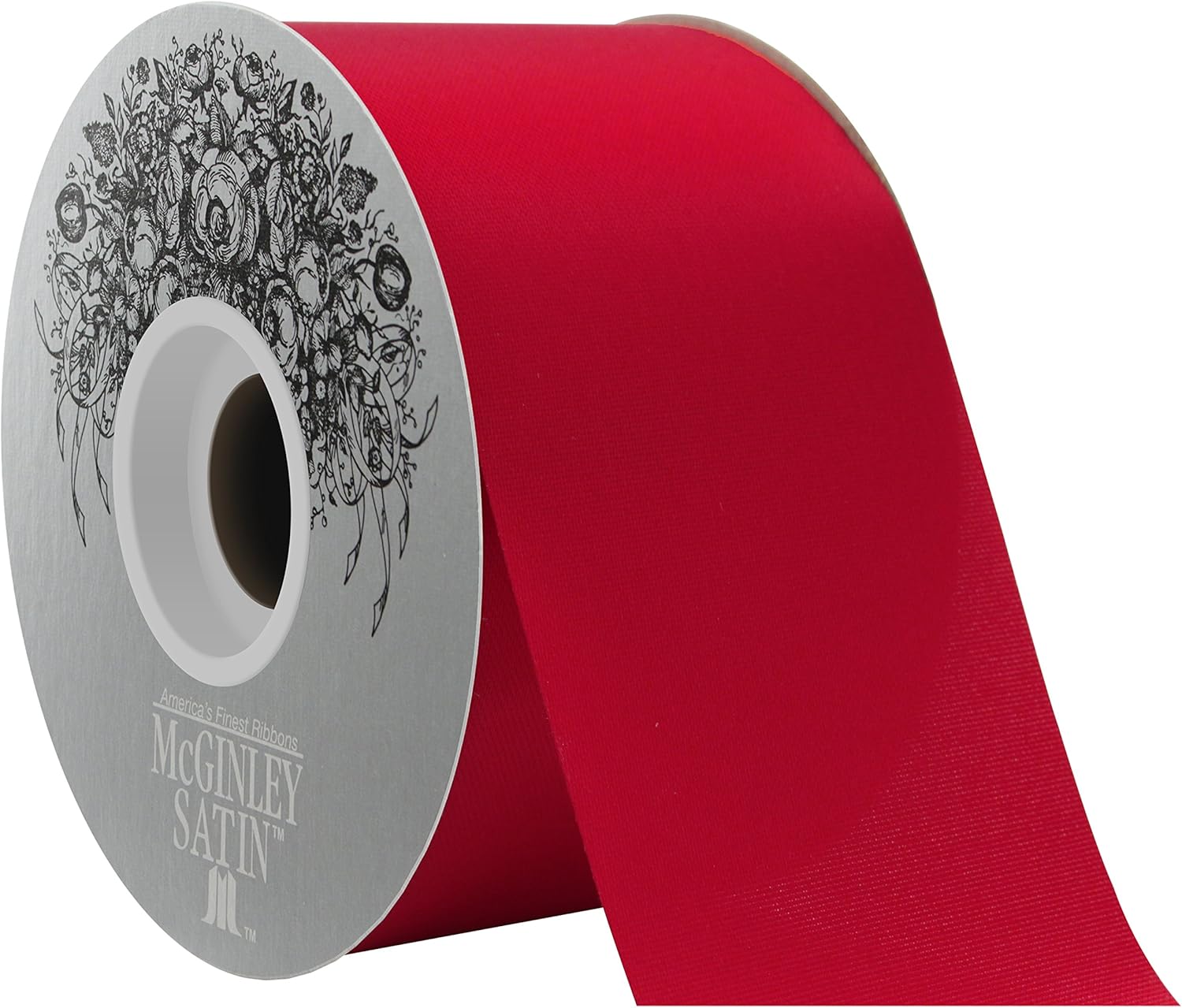 McGinley Mills 2.5 W Acetate Satin Ribbon, Holiday Red, 50 Yard Spool