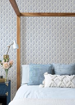 NuWallpaper x Lili WhittWhitt Navy Sunburst Peel & Stick Wallpaper, LLS4116