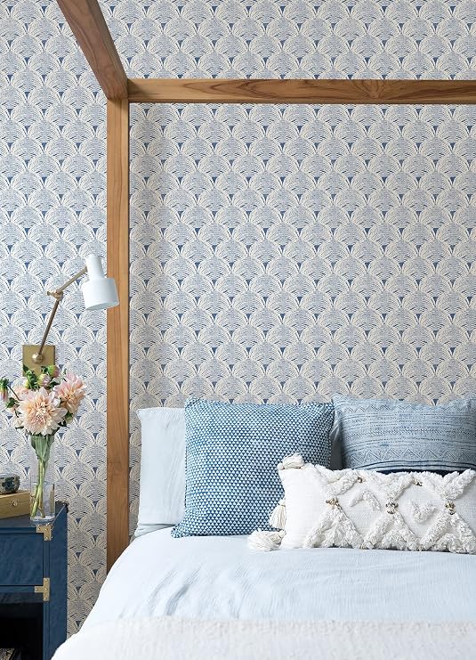 NuWallpaper x Lili WhittWhitt Navy Sunburst Peel & Stick Wallpaper, LLS4116
