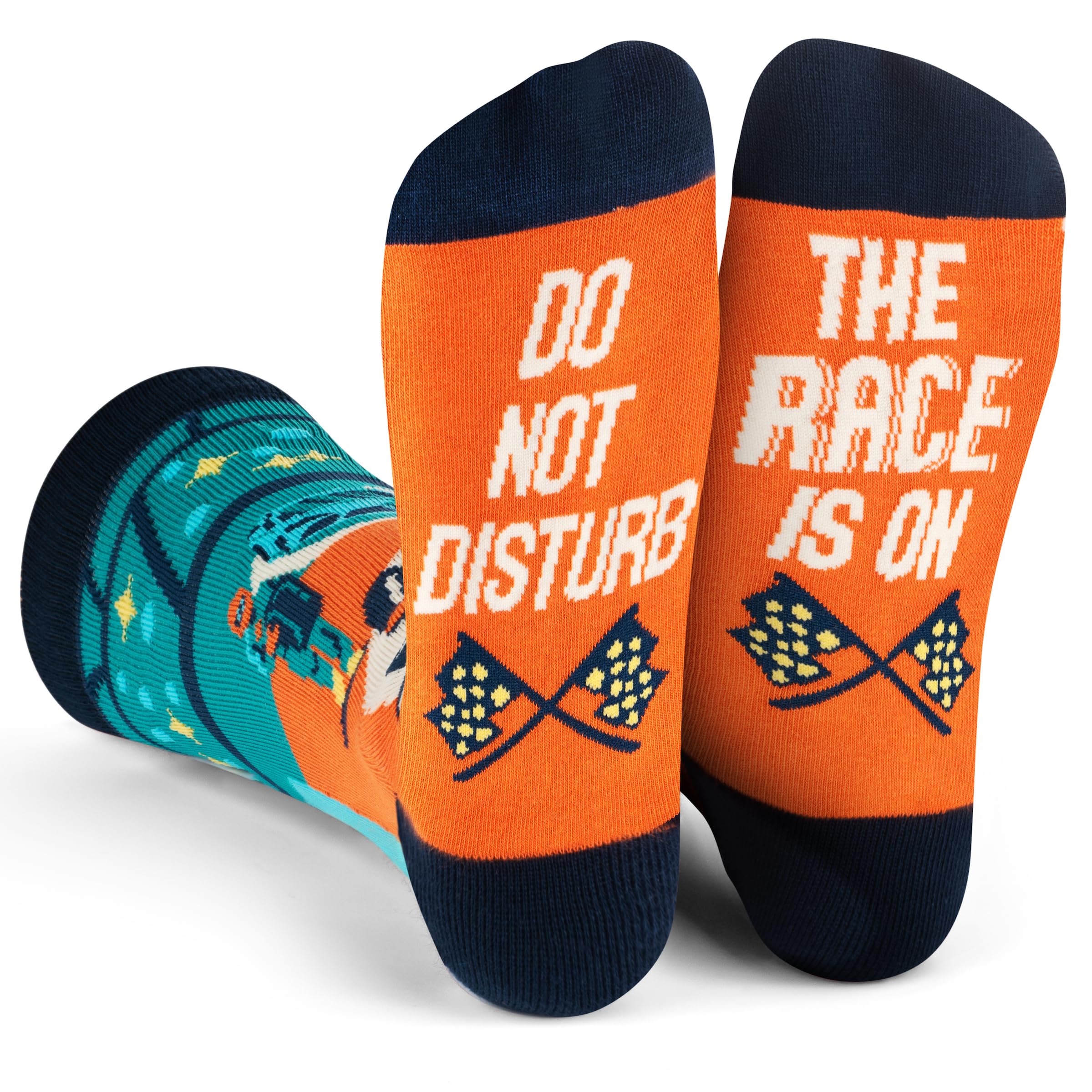 Racing Fan Socks - Funny race car and motorcycle gift for men, women and teens - One size fits most
