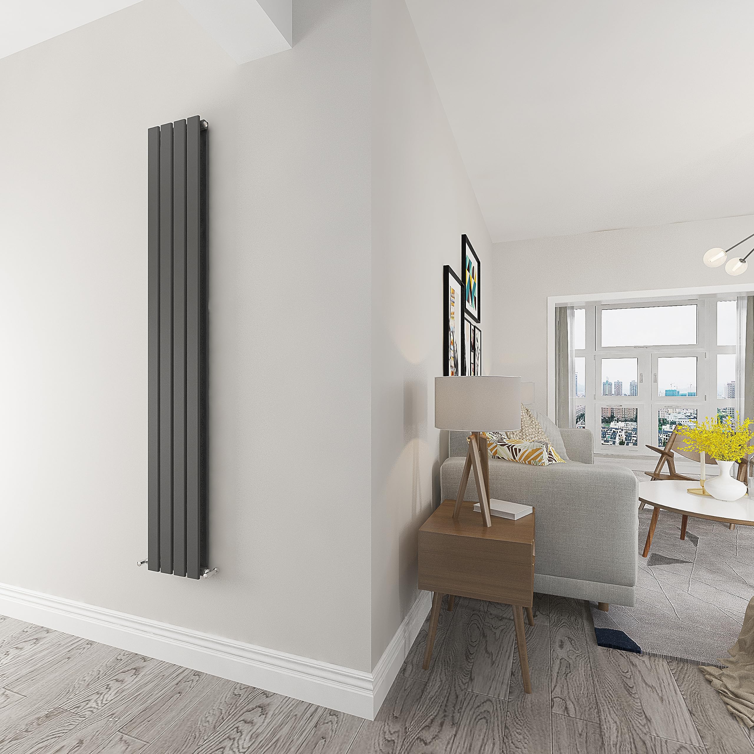 Skybathroom | 1800x272mm Vertical Anthracite Flat Double Panel Tall Upright Central Heating radiator