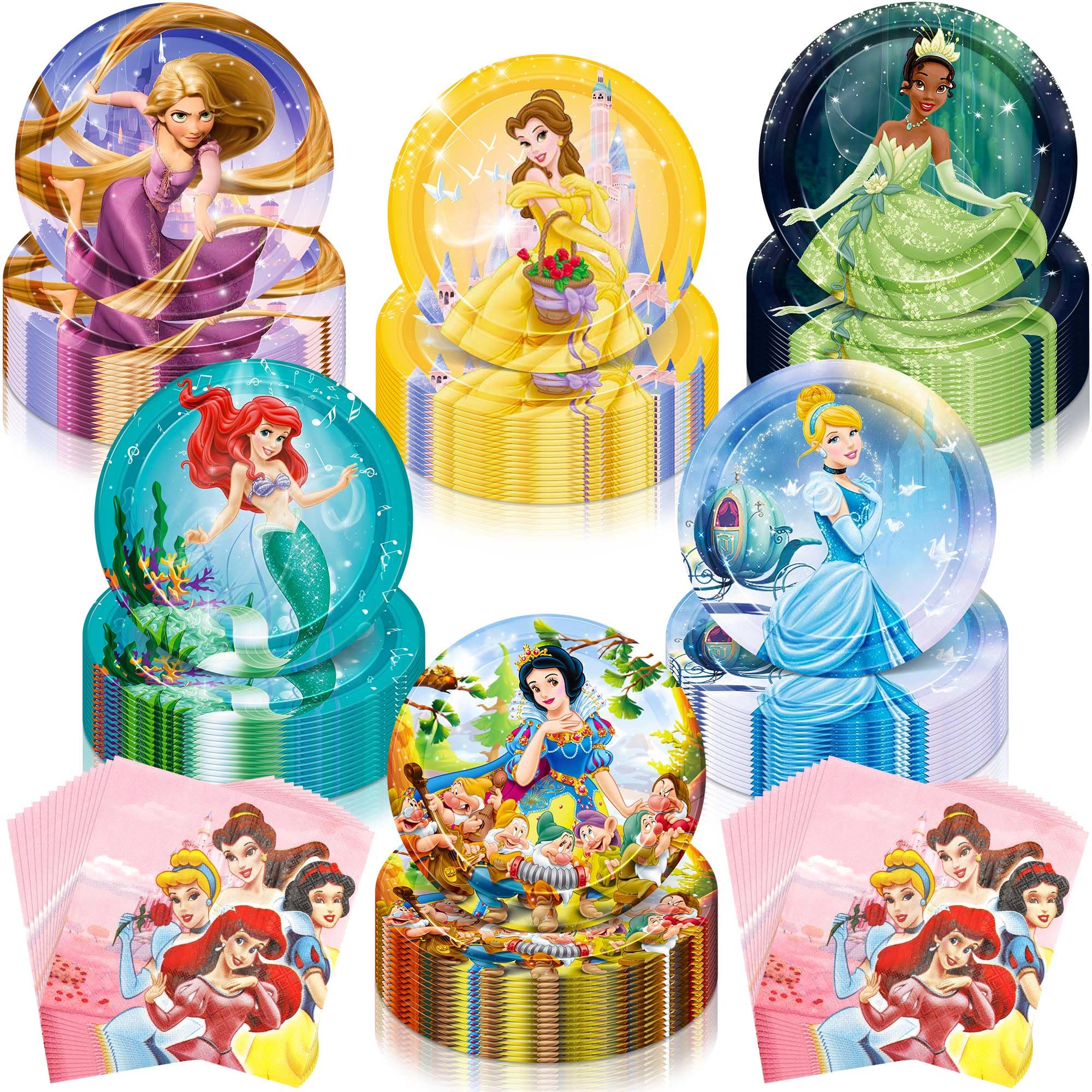 84pcs Princess Birthday Party Supplies - Princess Tableware Set Includes 60pcs 7'' Princess Party Plates, 24 Princess Napkins for Girls Birthday Party Decorations Baby Shower Dessert Dinner