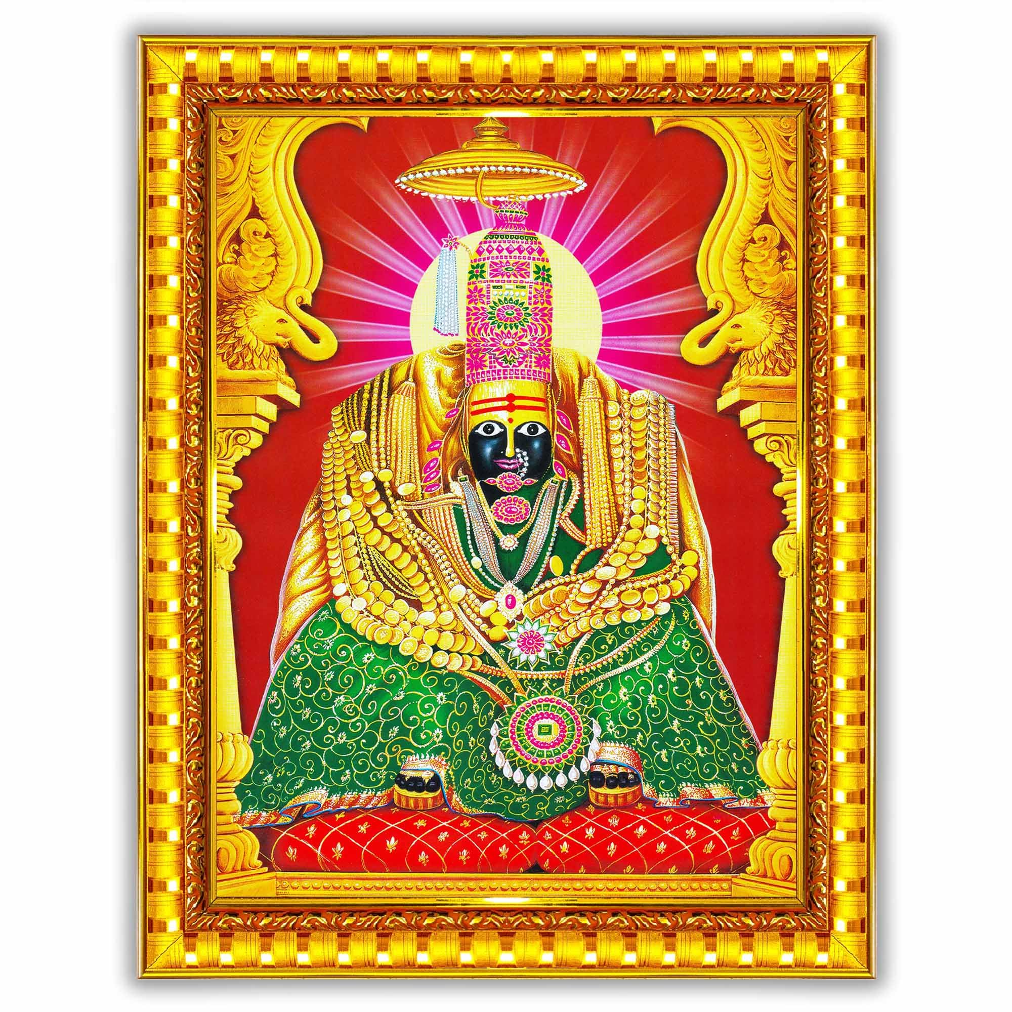 Pavan Photo Laminations Tulja Bhavani Maa Mata Tuljapur Tuljabhavani Wall Painting Framed Home Decor (Wood,Matte,Gold,Big Size,10 x 12 Inch) R1894M (B0BX4NNDR7) Amazon Price History, Amazon Price Tracker