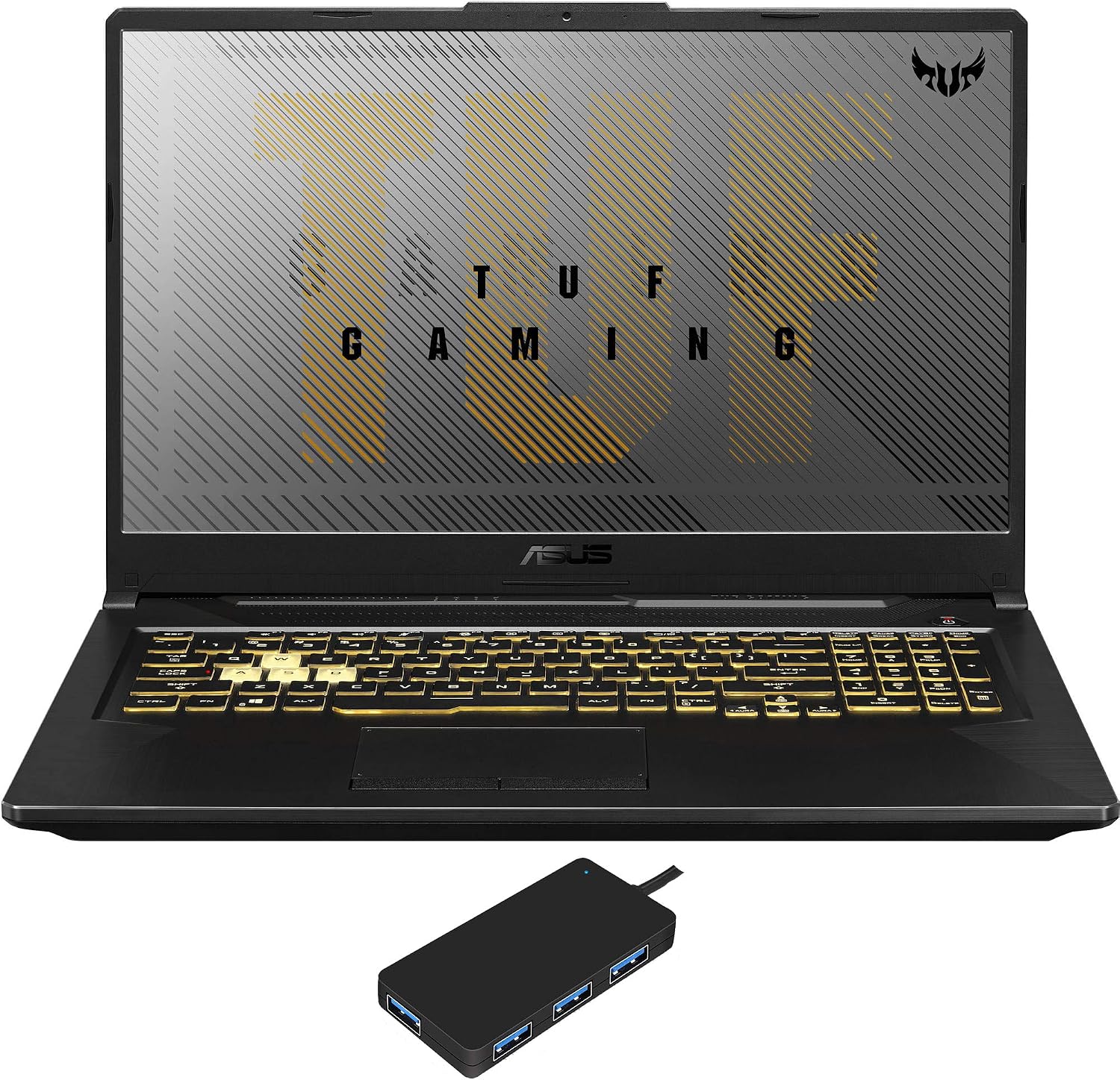 ASUS TUF A17 Gaming and Entertainment Laptop (AMD Ryzen 7 4800H 8-Core, 32GB RAM, 1TB PCIe SSD, NVIDIA GTX 1660 Ti, 17.3" Full HD (1920x1080), Wifi, Bluetooth, Webcam, 1xHDMI, Win 10 Pro) with USB Hub