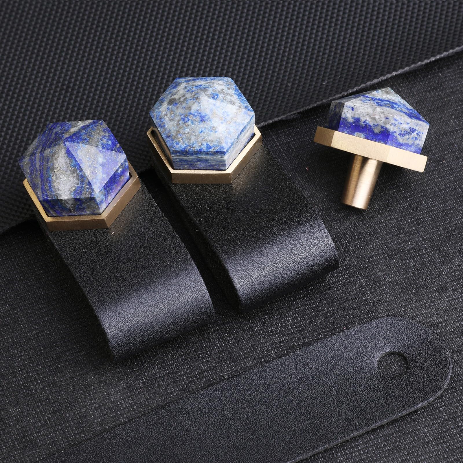Lapis Lazuli Blue Stone Knobs Brass Knobs Kitchen Cabinet Hardware For Dresser Drawer Pulls - View #2