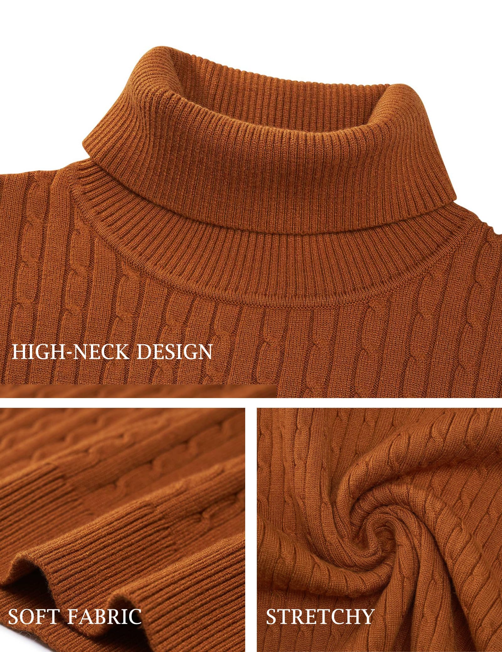 AIDEAONE Maglione Dolcevita da Uomo Maglione Casual a Costine Slim Fit a Maglia Collo Alto Pullover Dolcevita