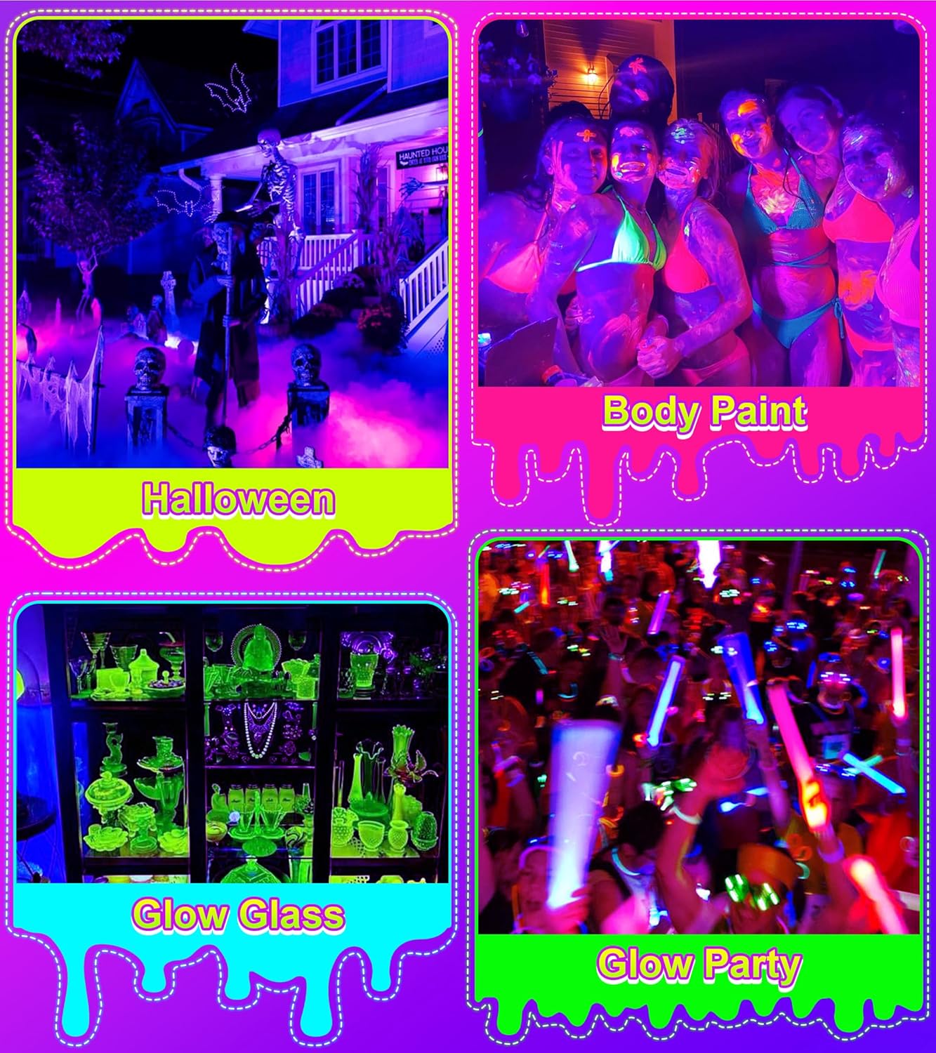 42W 6 Pack LED Black Light Bar, Blacklight Light Up to Lagre Area with 6ft Cable+Switch+Plug, Glow Party Light Supply for Halloween, Fluorescent Poster, Body Paint, Birthday,Classroom, Bedroom