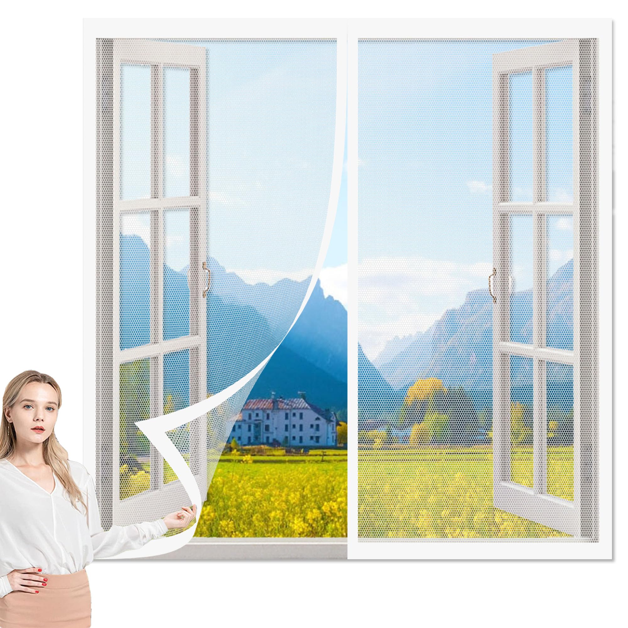 Moustiquaire de balcon magnetique haut de gamme maille ultra fine blanc