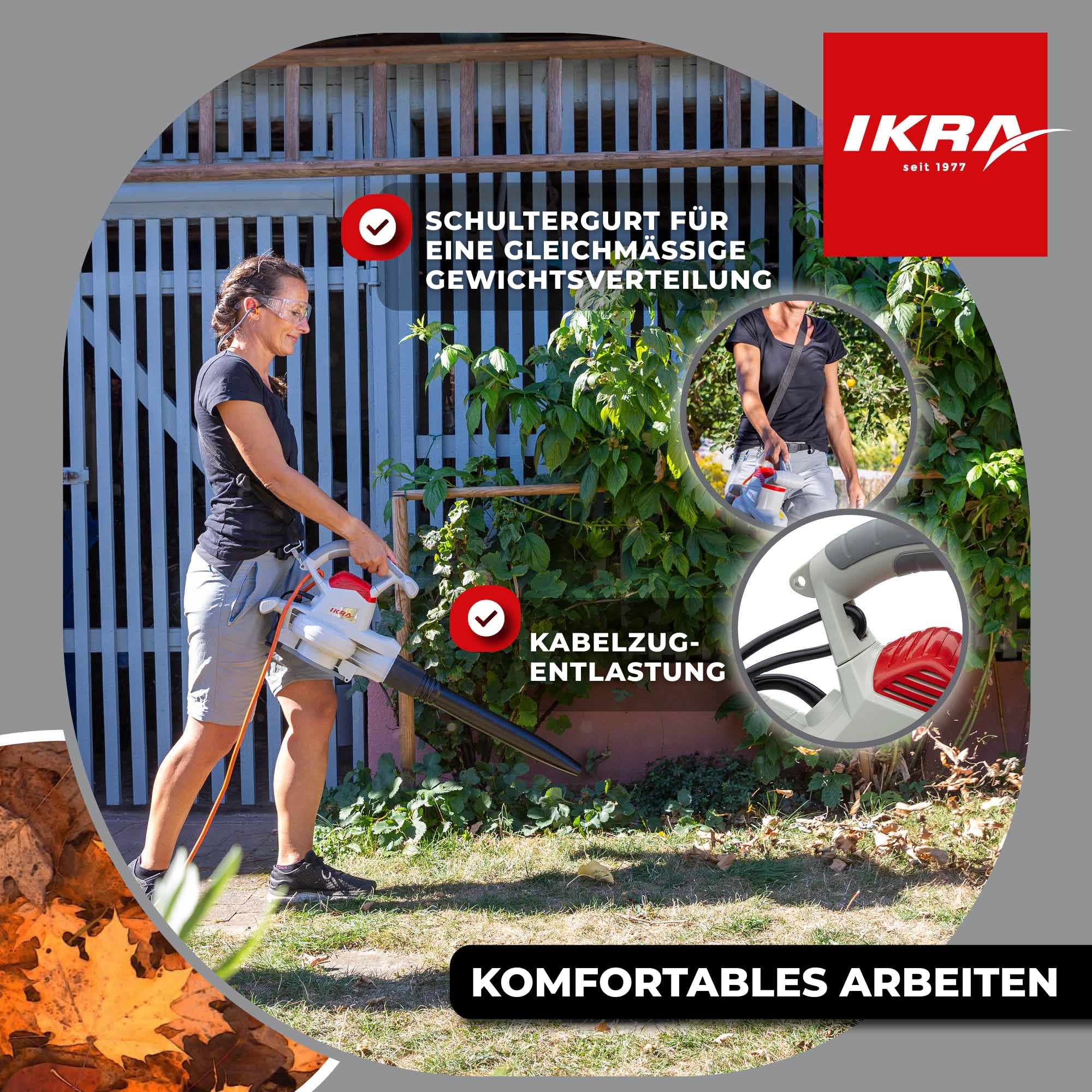 IKRA Elektro Laubsauger Laubbläser IEBV 3200 3in1, 3200 Watt, bis 300 km/h
