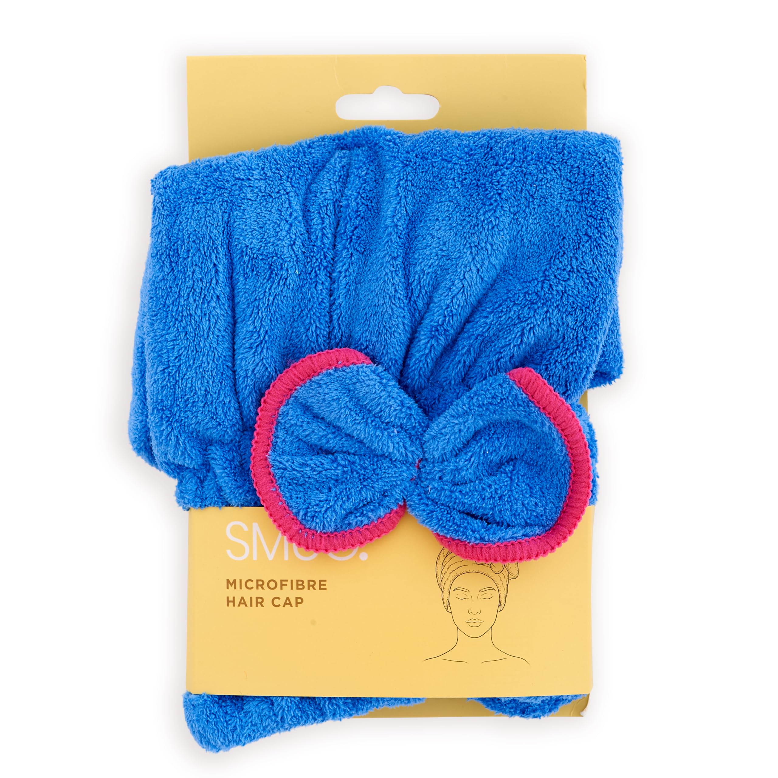 Smug Women's Blue Microfibre Hair Towel Cap | Super Absorbent Quick Dry Hair Turban For & Girls | Anti-Frizz Hair Drying Towel Wrap | Head Towel For Long, Short, Thick & Curly Hair |