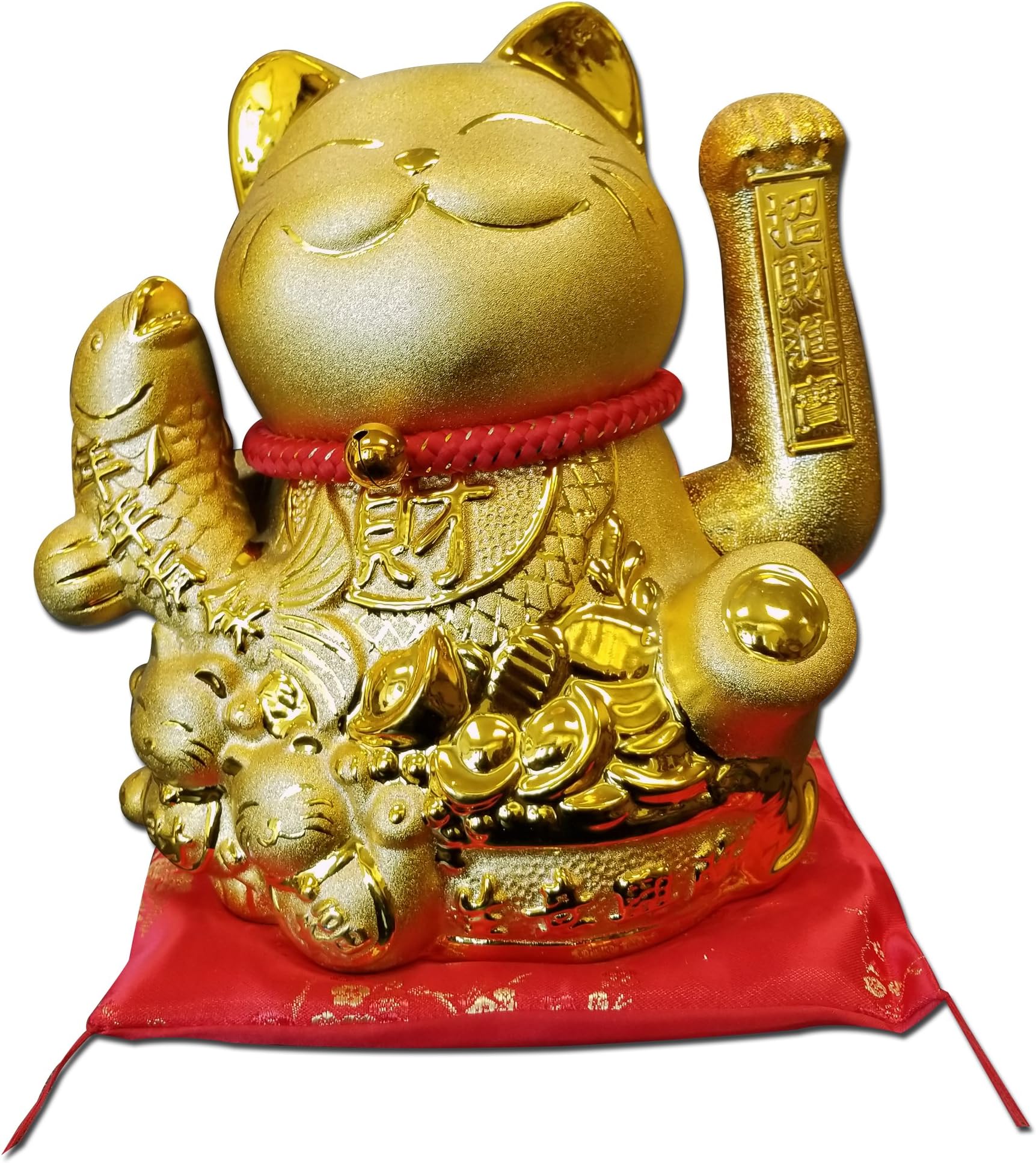 Maneki Neko Lucky Cat Decoration Fortune Cat- with Fish (14-B)