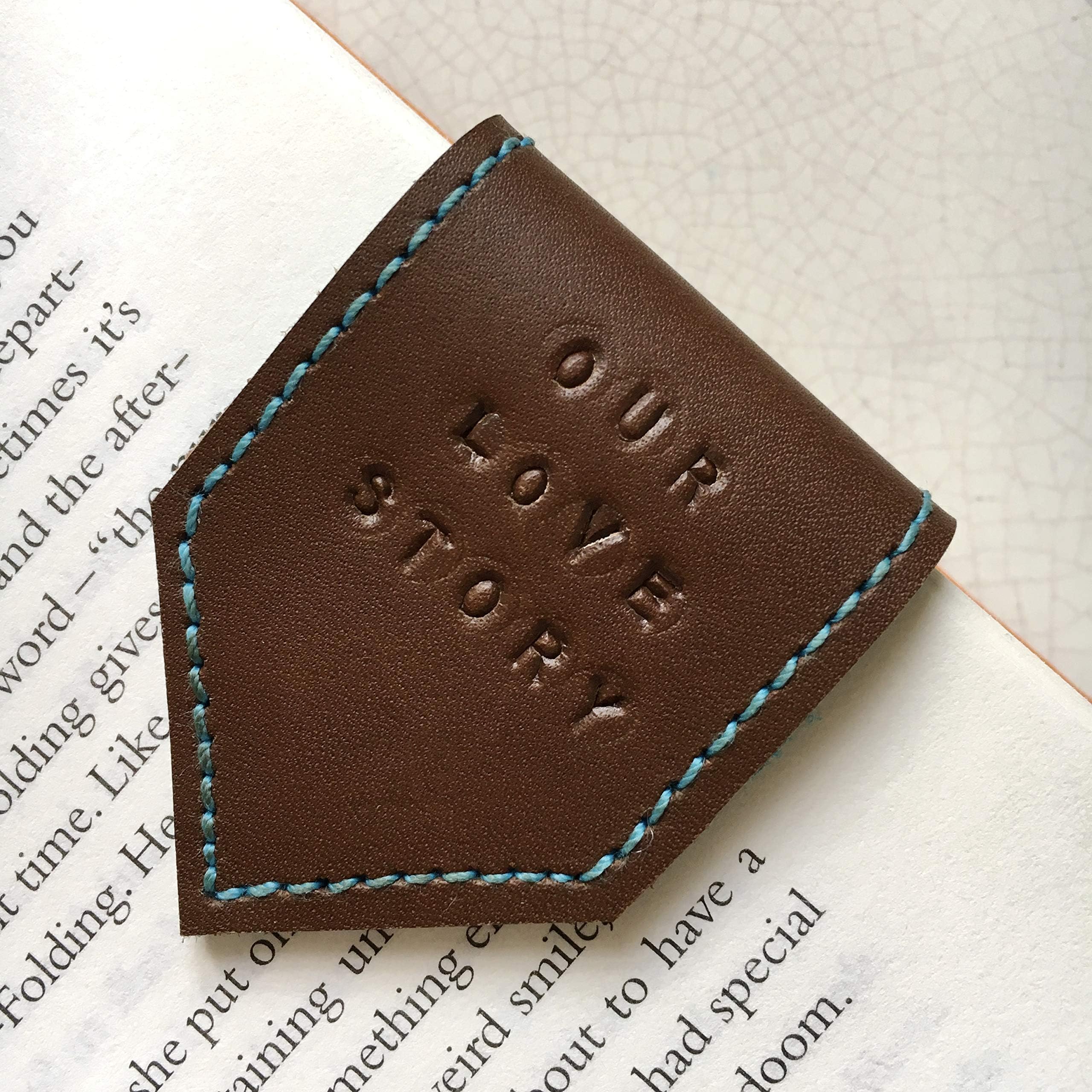 Handmade Leather Bookmark Magnetic Brown Can Be Personalised