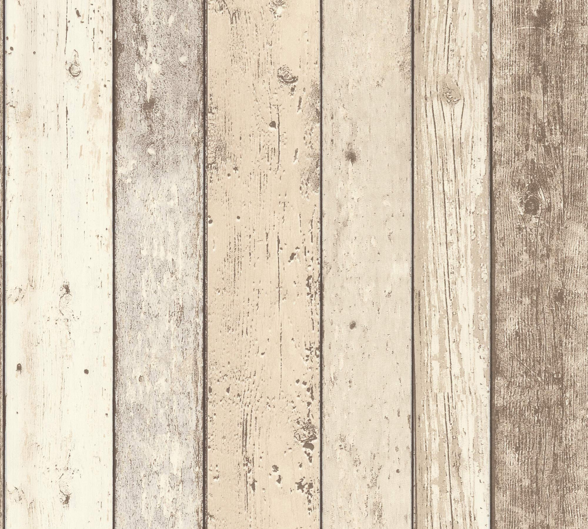 Carta Da Parati Effetto Legno - Beige, Marrone E Bianco | Non Tessuto 10,05m X 0,53m - Foto 11