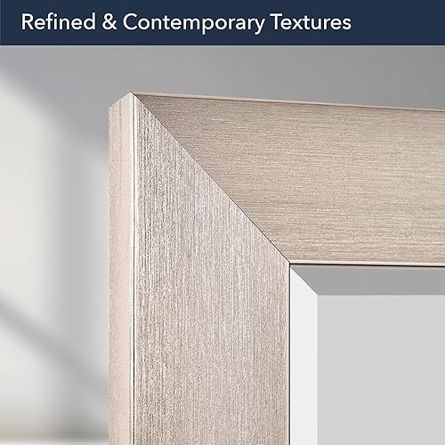 Miniatura 5 de Head West Espejo de pared biselado rectangular con marco de poliestireno de níquel cepillado, 28 x 16 pulgadas