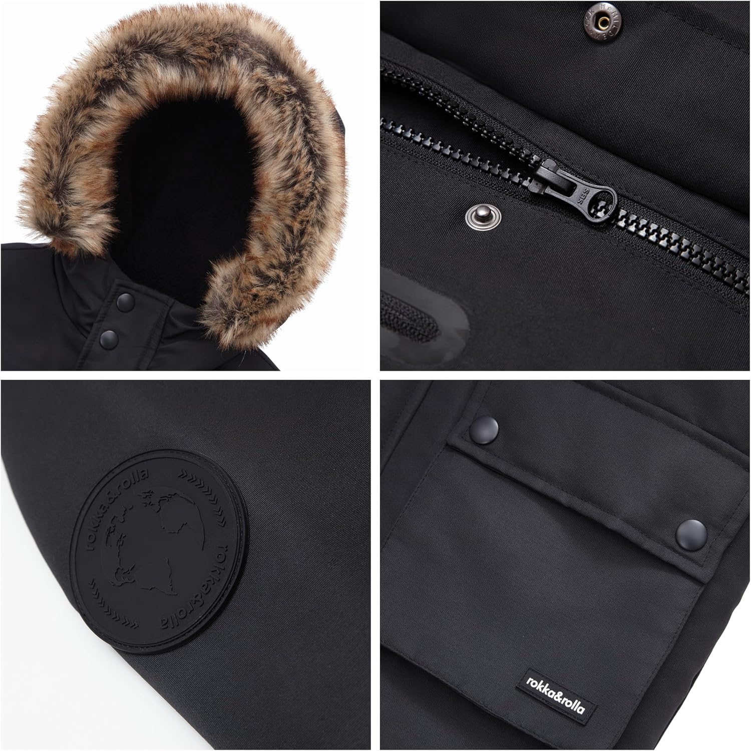 Rokka&Rolla Boys' Warm Parka Jacket Sherpa Fleece Lined Winter Snow Coat