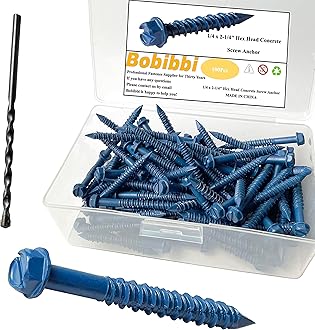1/4 x 2-1/4" Hex Head Concrete Screw Anchor, for Anchoring to Masonry, Block or Brick (100Pcs)