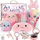 Axolotl Gifts for Girls, Axolotl Toys with Fluffy Diary, Sticker, and More Stuff - Gifts for Kids 6-8 Year Old, Christmas Birthday for Girls Age 3 4 5 6 7 8 9 10 Years Old
