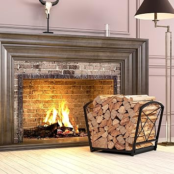 Fire Beauty Folding Iron Firewood Log Rack for Indoor & Outdoor Storage