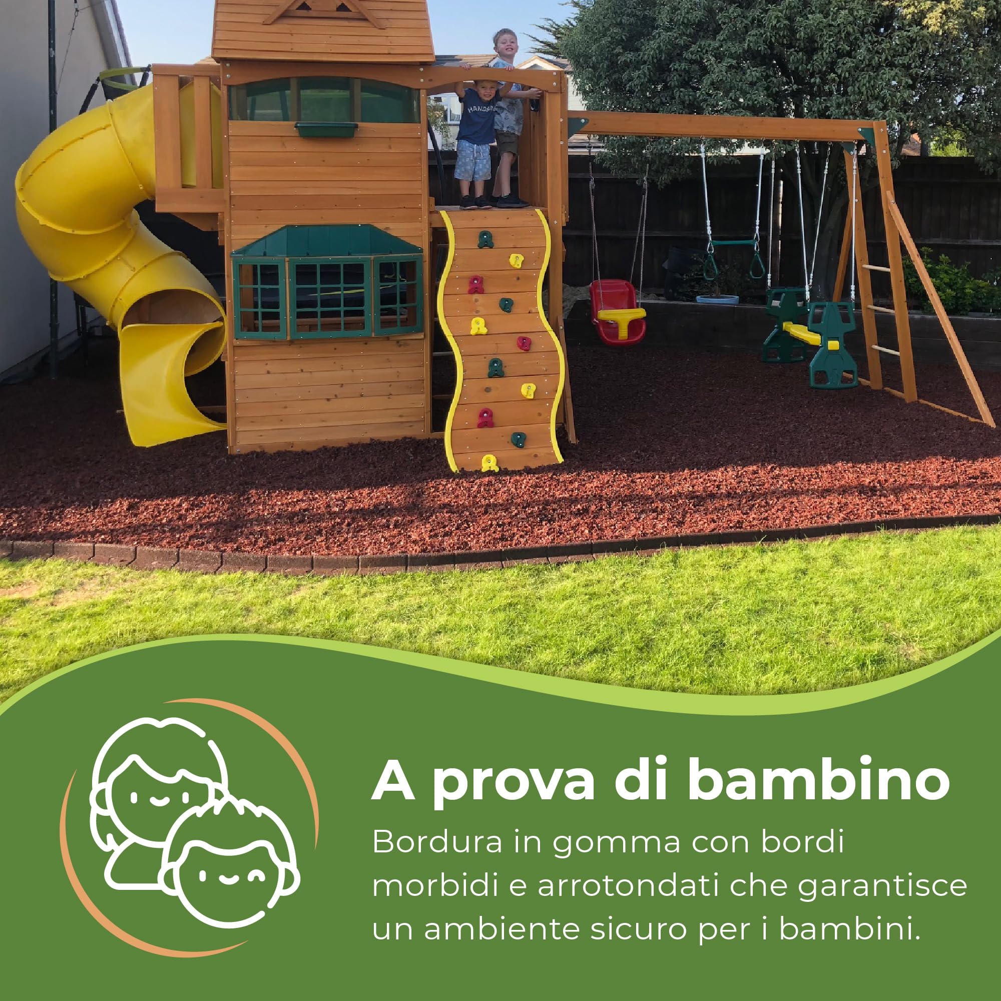 FlexiBorder - Bordura per aiuola - Bordura flessibile da giardino per prato all’inglese - vialetti - bordature rialzate - erba artificiale - Verde - Kit 2 x 1 m di lunghezza