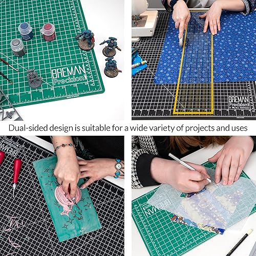 Miniatura 4 de Breman Precision Alfombrilla de corte autorreparable de 9 x 12 y 12 x 18 pulgadas, paquete de 2 alfombrillas de corte rotativas para manualidades,