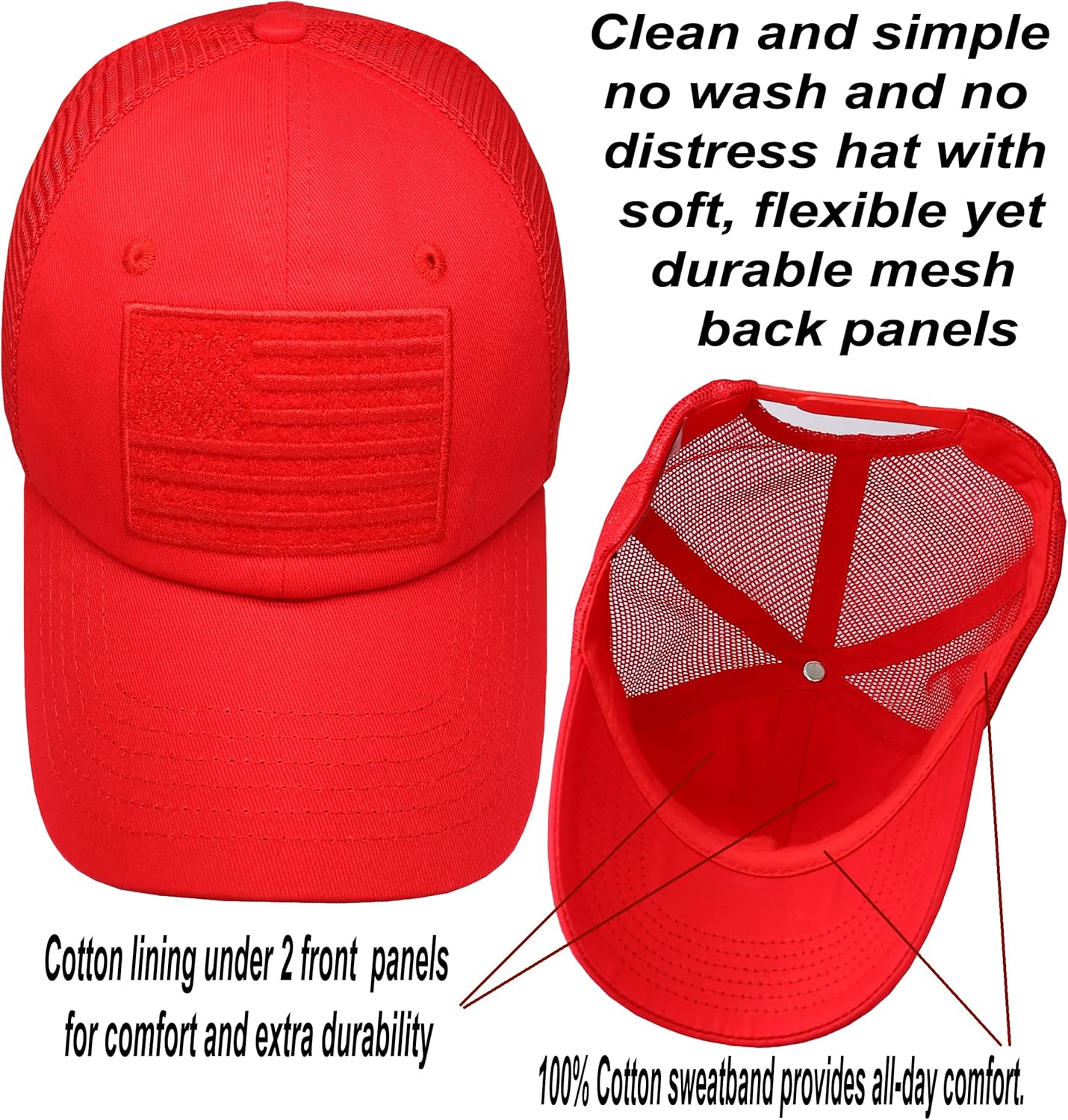 Antourage American Flag Unconstructed Unisex Mesh Snapback Baseball Hat Cap for Men and Women +2 Patriotic Patches Included - Image 5