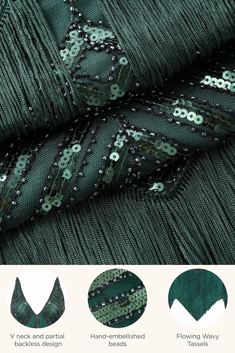 BABEYOND Women's 1920s Flapper Dress V Neck Slip Dress Roaring 20s Great Gatsby Dress for Party - Image 4