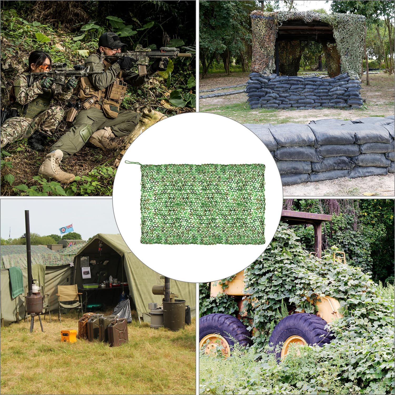 QWORK Red de Camuflaje 4m x 6m, Red Camuflaje Sombra Exterior, para Caza al Aire Libre