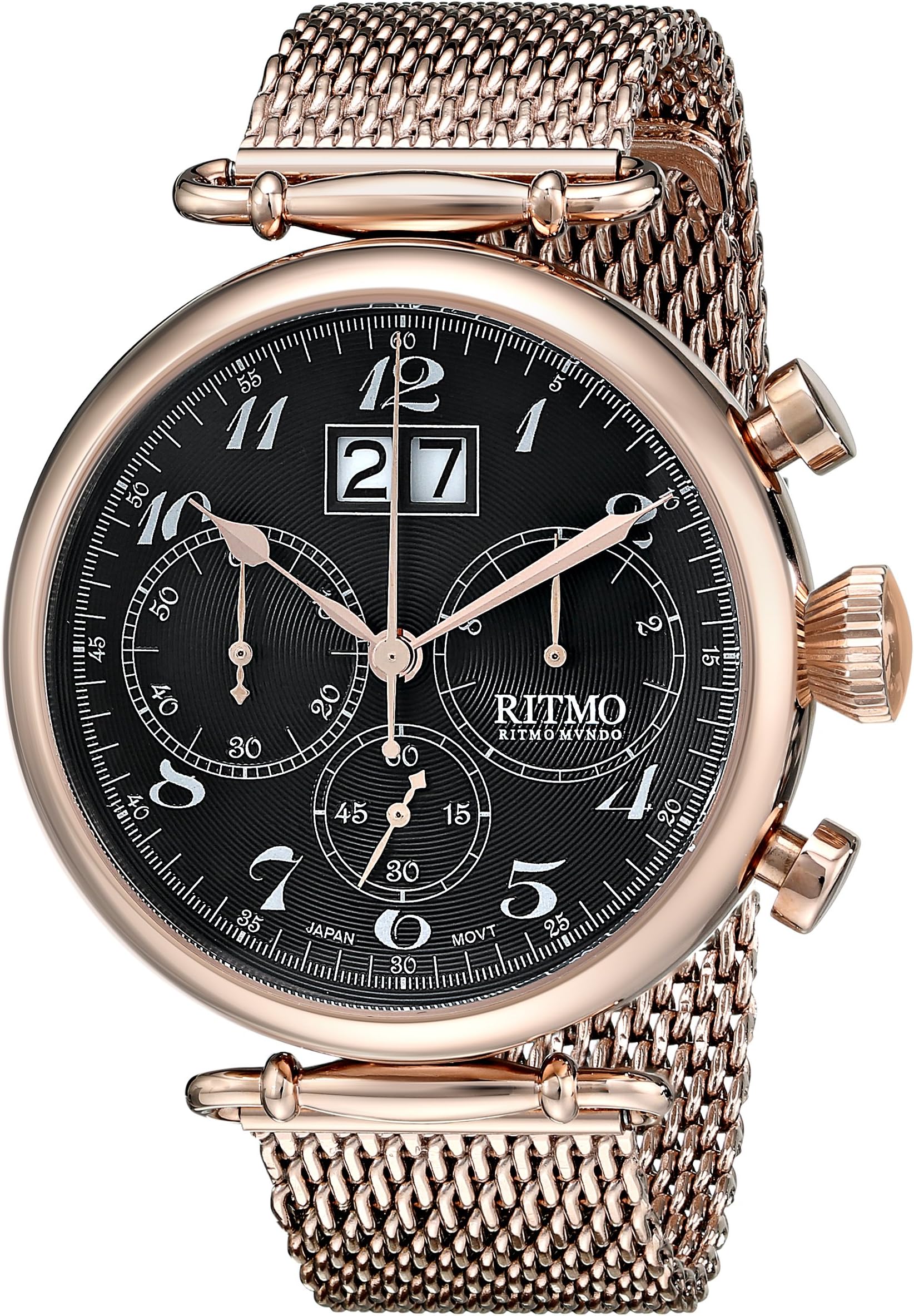 Unisex 702/4 RG Black Corinthian Analog Display Quartz Gold Watch