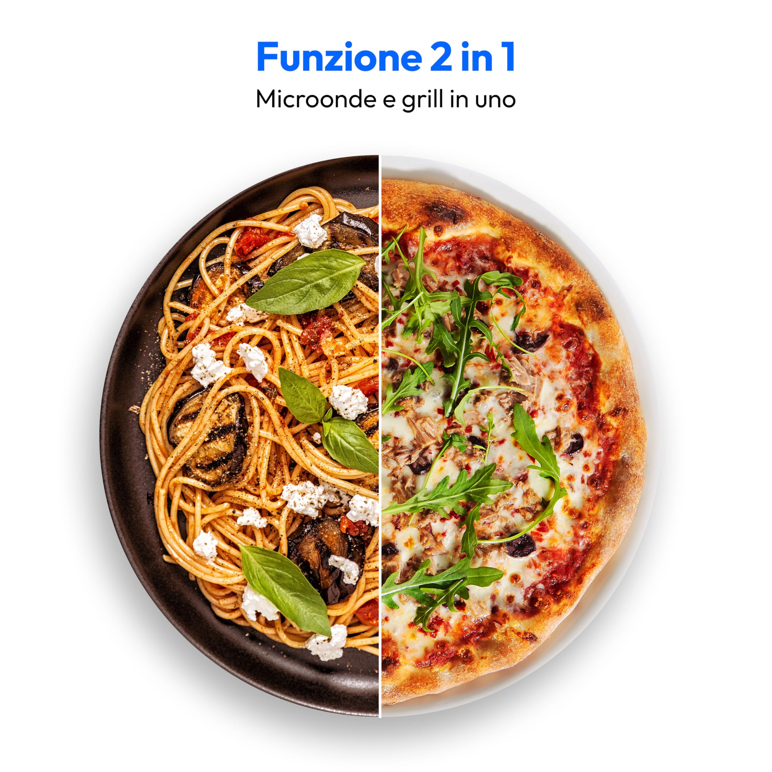 MEDION Microonde con grill combinato (20L, 800W, 1000W grill, 2in1, 8 programmi automatici, 5 livelli di potenza, modalità scongelamento, MD 14482)