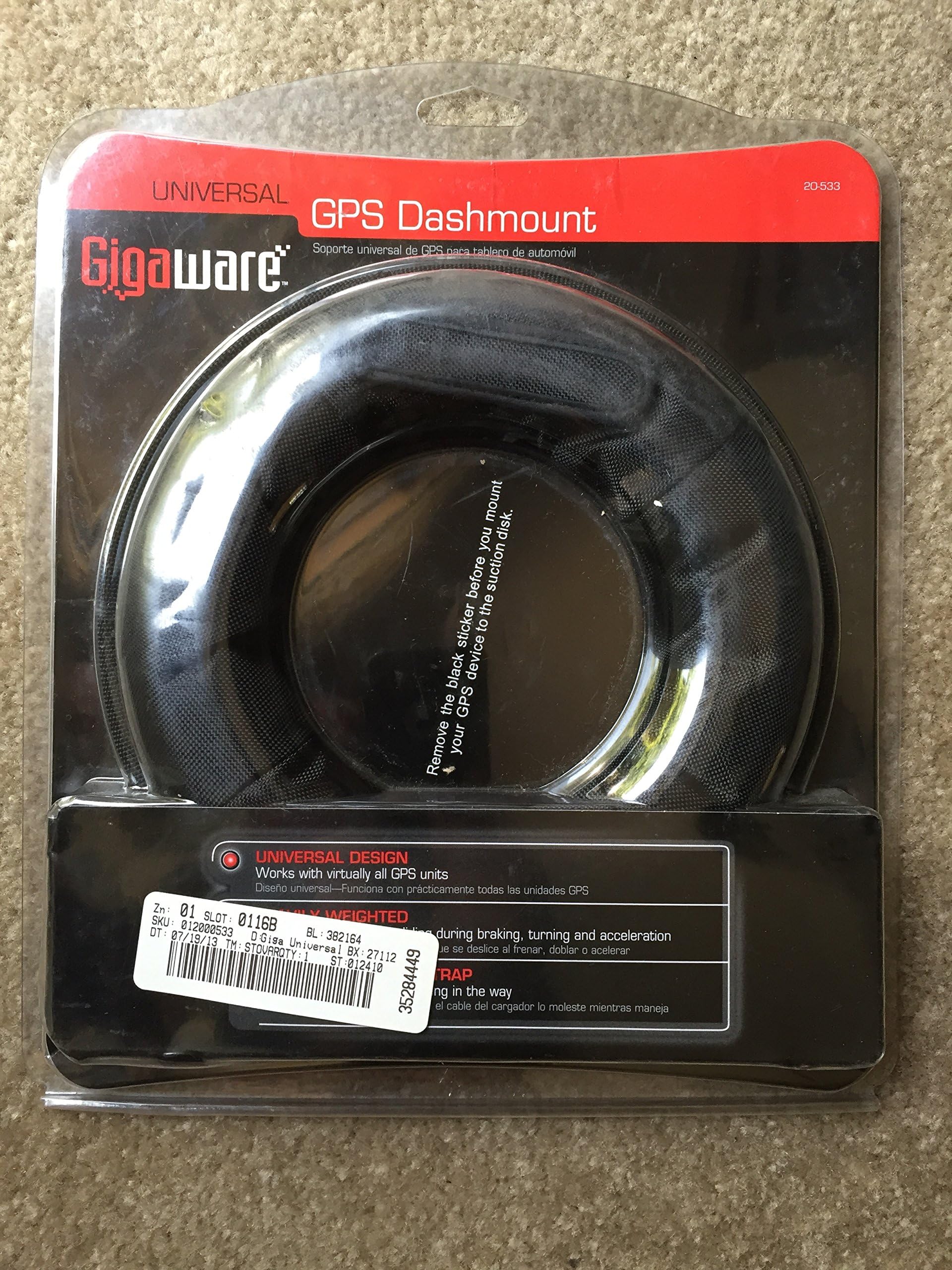 UNIVERSAL GPS Dashmount Gigaware GPS Holder for Car / Automobiles - BLACK