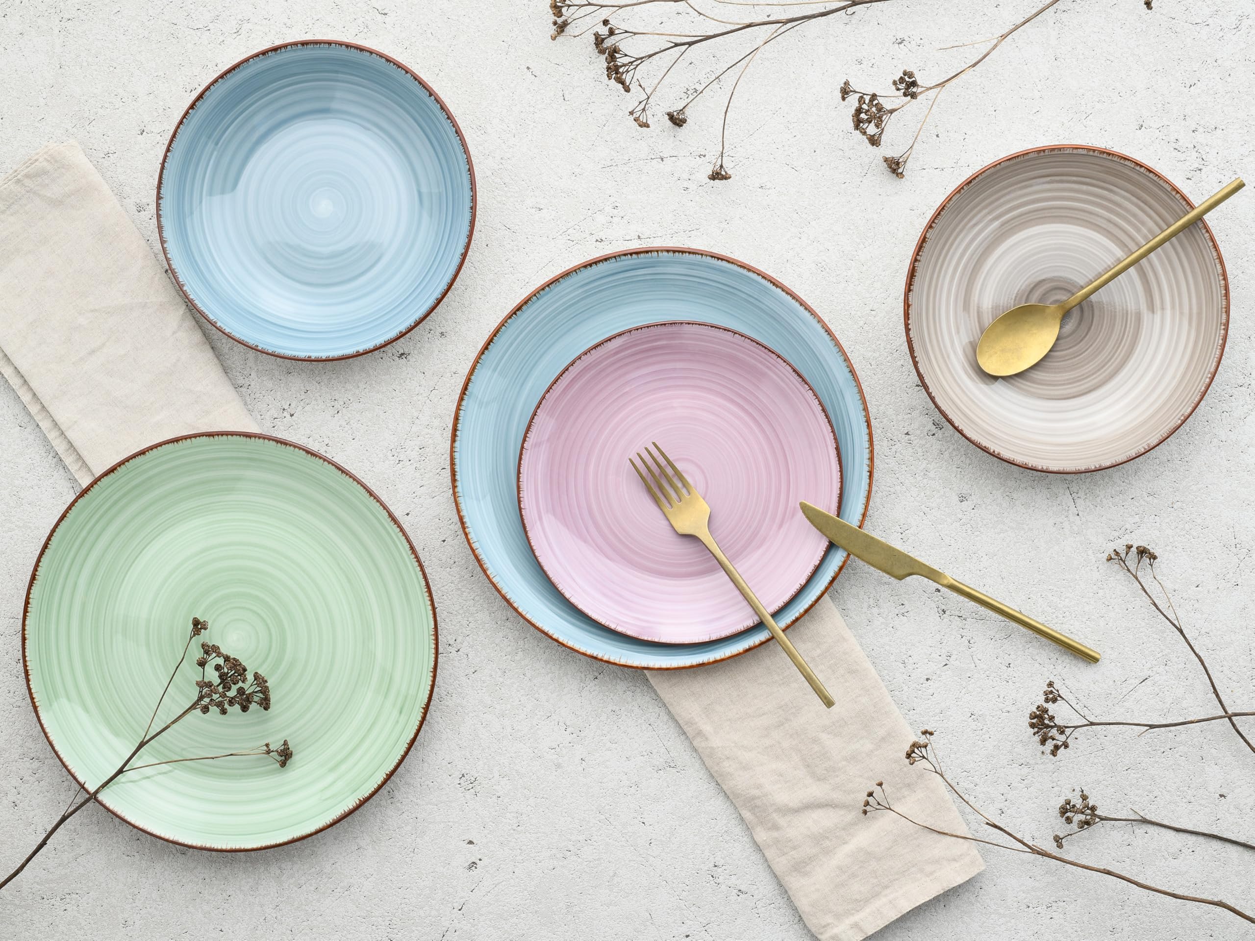CreaTable, 23332, seria Samba, 12-częściowy zestaw naczyń dla 4 osób, zestaw talerzy z porcelany, nadaje się do mycia w zmywarce i używania w kuchence mikrofalowej, wysokiej jakości produkcja