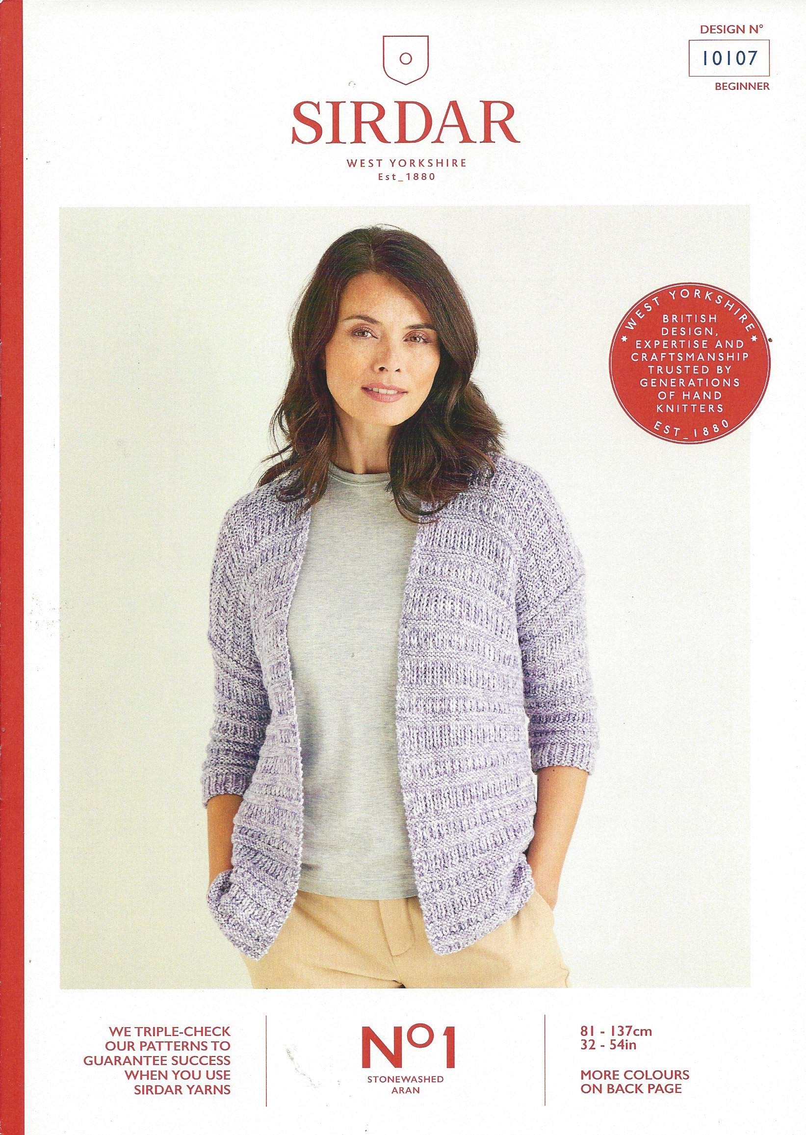 Sirdar No.1 Stonewashed Aran Knitting Pattern Booklet - 10107 Cardigan