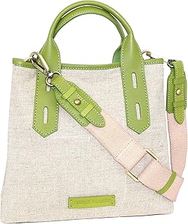 Alisha Linen/Leather Crossbody Bag (Apple Green)