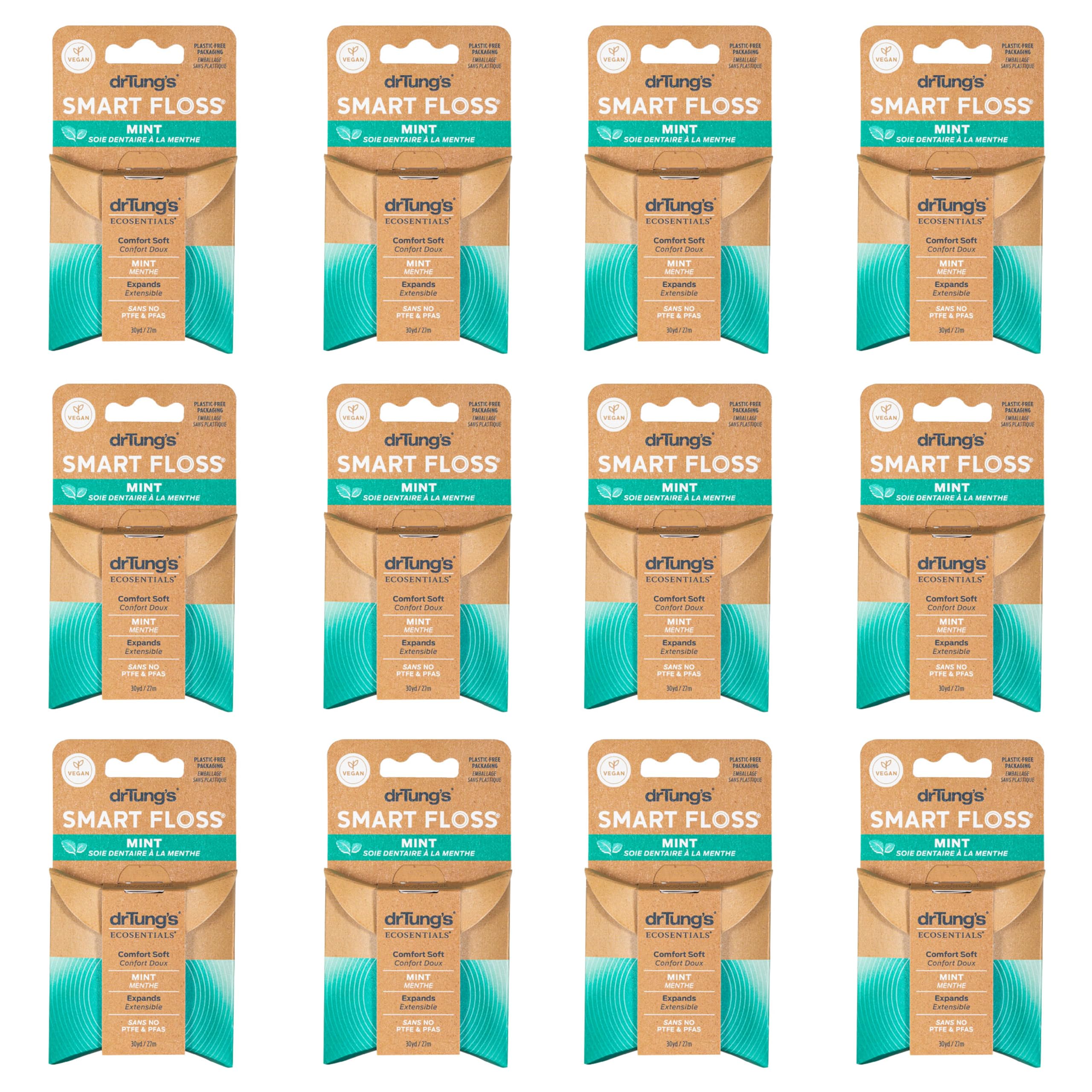 drTungs Smart Floss Mint for Teeth - Natural Expanding Dental Floss Gentle on Tooth Gums Expands Glides PTFE