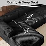 DURASPACE 108" Canapé en forme de L avec la chaise, coudées en peluche pour le salon (noir, face gauche)