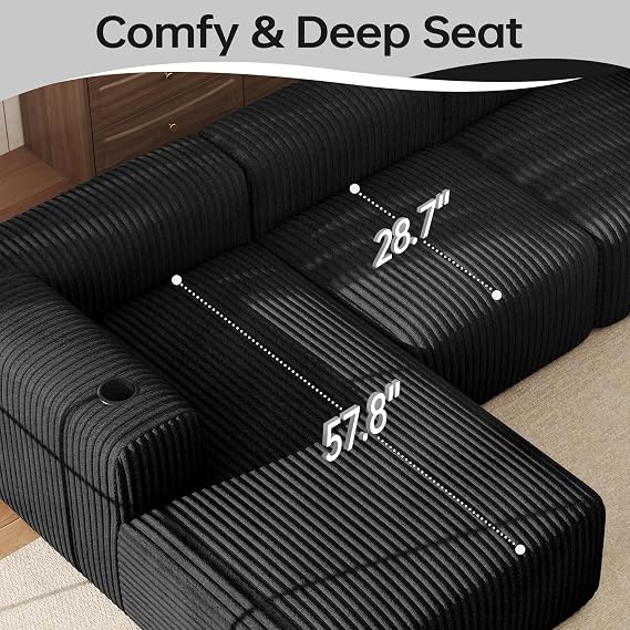 DURASPACE 275cm Sectional Corner Sofa L Shaped Sofa Boneless Cloud Couches