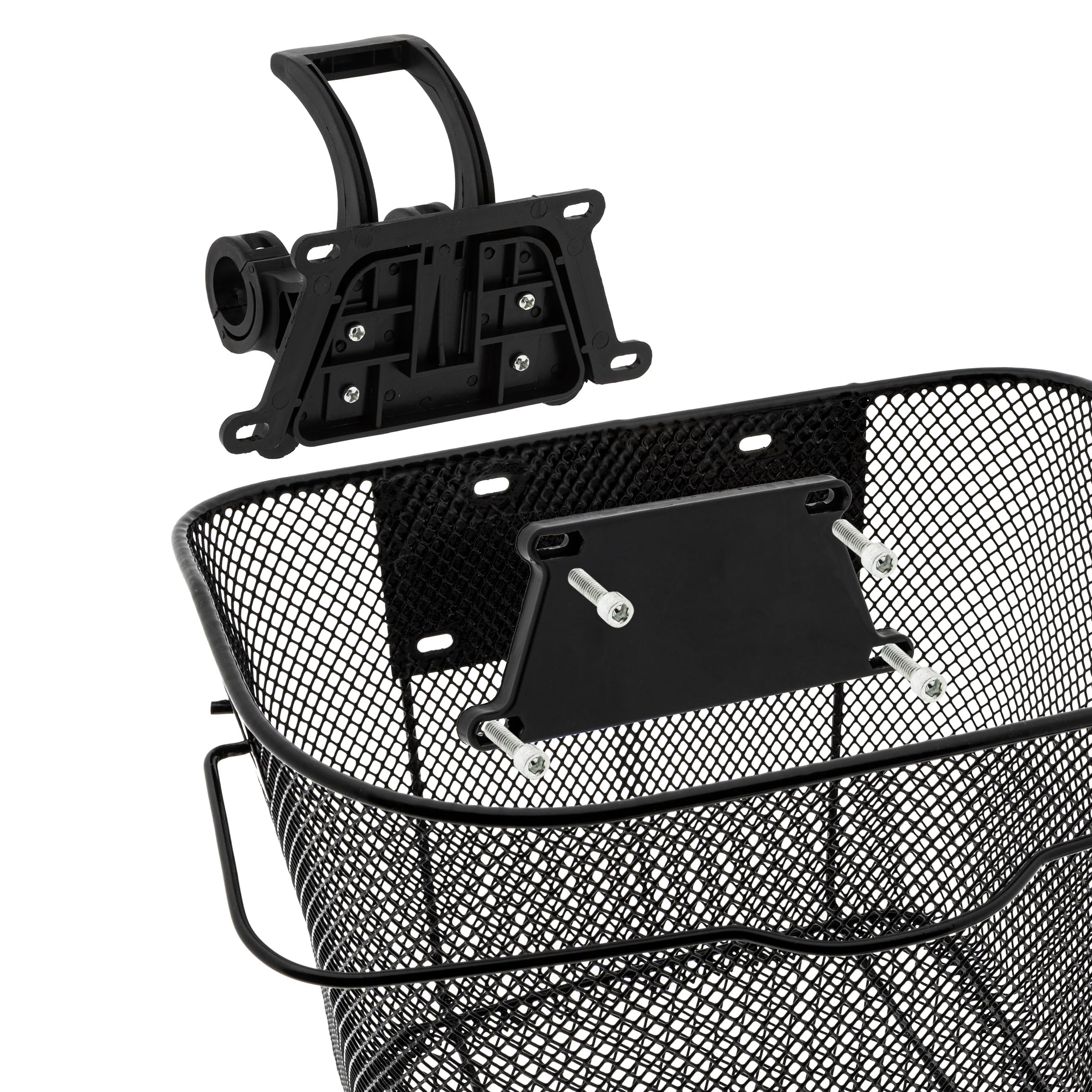 Fijnmazige metalen fietsmand stuurmand kliksysteem voor voorzijde met stuuradapter tot 31 mm snelbevestiging - ca. 34x26x25cm afneembare voorwielmand met draaggreep 22L 5kg draagkracht Fijnmazige metalen fietsmand stuurmand kliksysteem voor voorzijde met stuuradapter tot 31 mm snelbevestiging - ca. 34x26x25cm afneembare voorwielmand met draaggreep 22L 5kg draagkracht