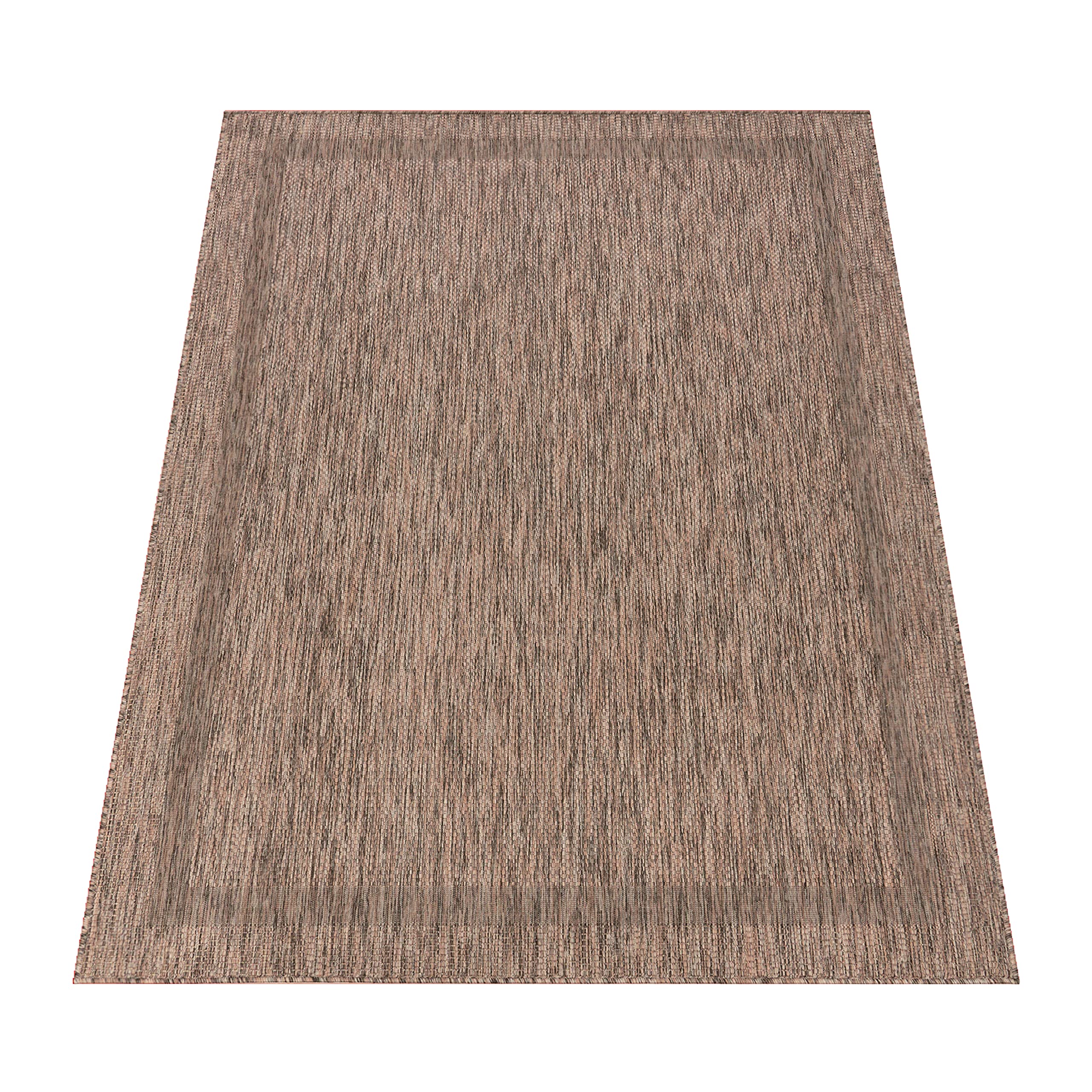 Paco Home Outdoor Teppich wetterfest & pflegeleicht Flachgewebe in Sisal-Optik mit Bordüre UV-beständig Modern für Balkon, Terrasse, Garten, Wohnzimmer, Grösse:160x220 cm, Farbe:Braun