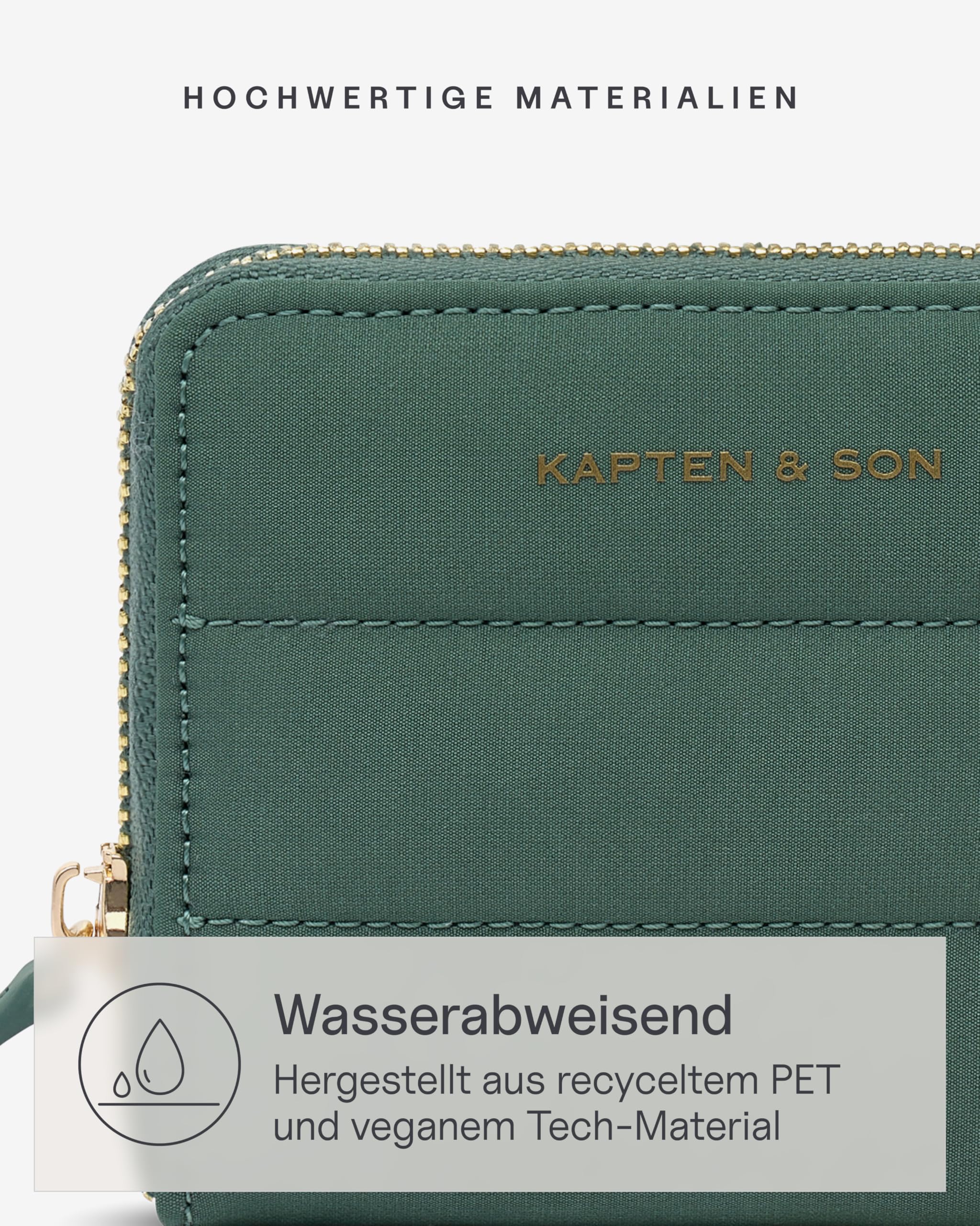 Kapten & Son Geldbörse Damen | Louvre Cloud Small Pine Green | Damen Portemonnaie klein | Portemonnaie Grün | Brieftasche mit Kleingeldfach & 6 Kartenfächer | 9,5X 11,5X 2,5cm
