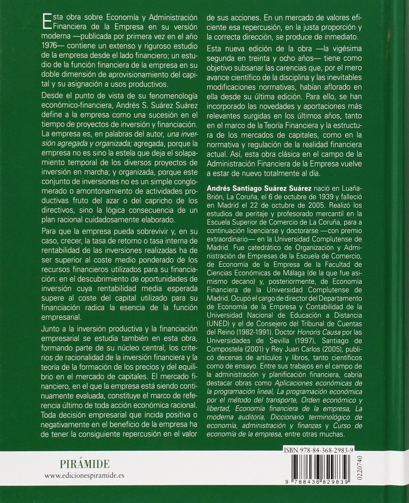 Decisiones óptimas de inversión y financiación en la empresa (Economía y Empresa)