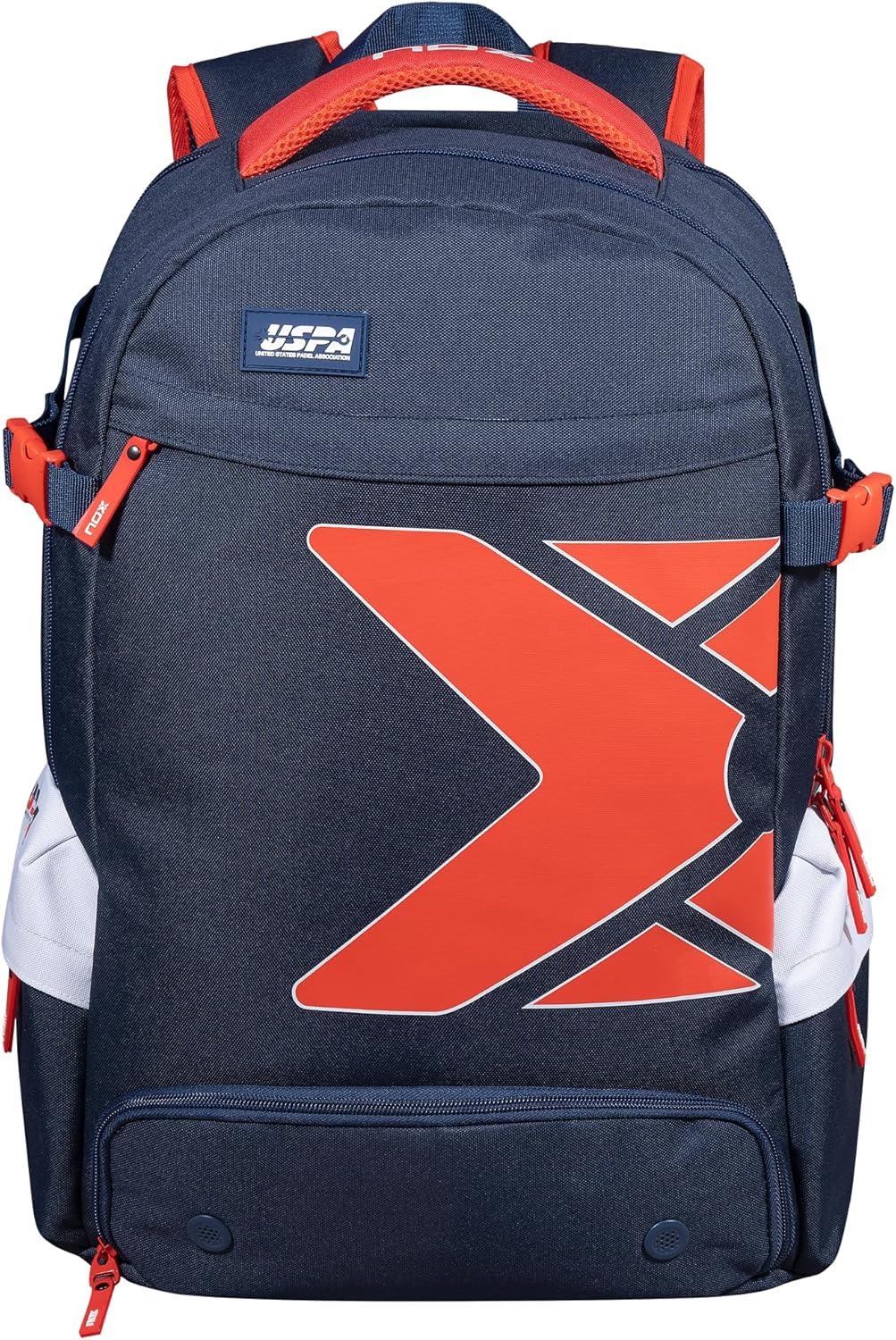 NOX USPA Exclusive Padel Backpack | Blue-Red Design with American Flag Tribute | Padded Racket & Laptop Compartment | Ventilated Shoe Pocket & Ergonomic Straps | The Ideal Team Padel Backpack