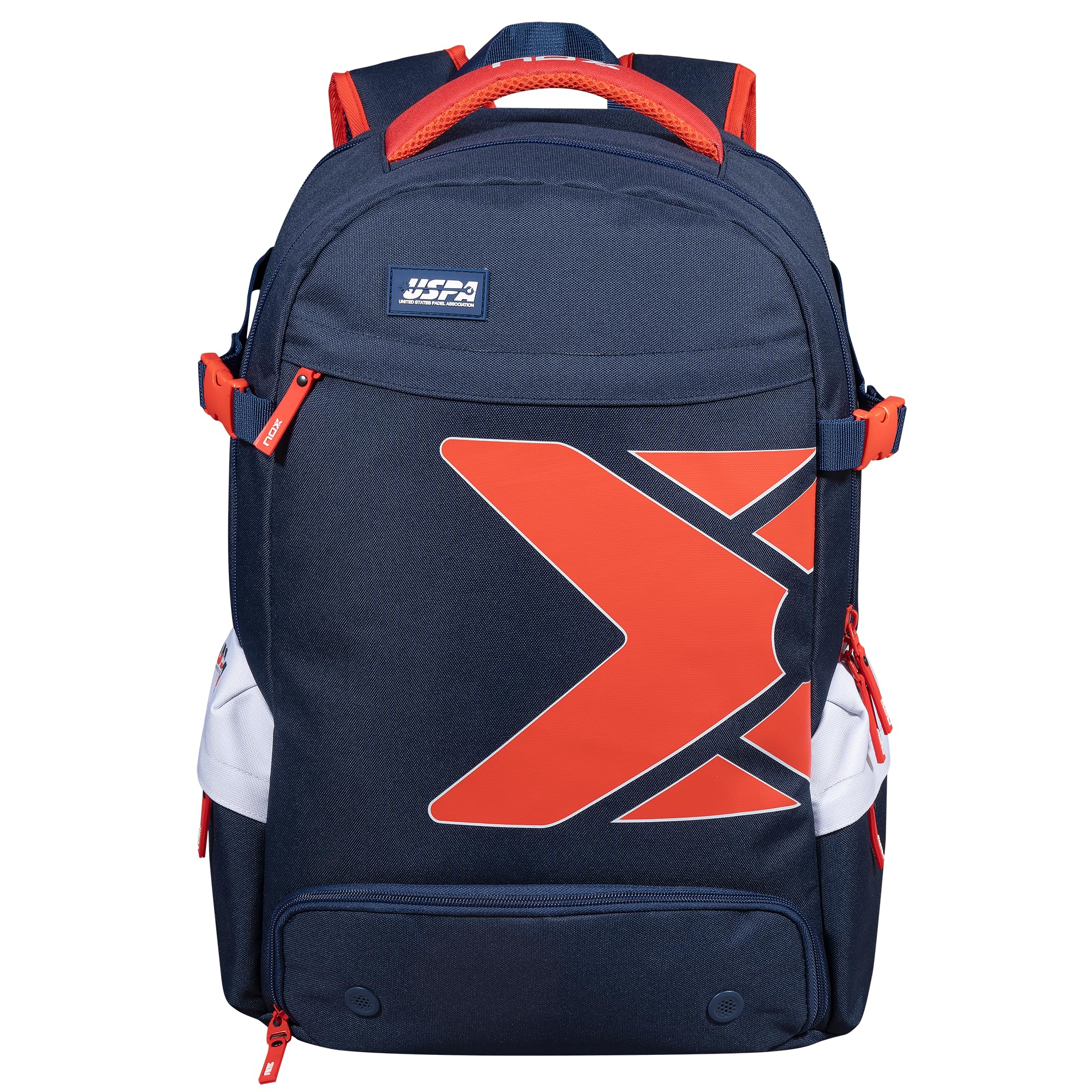 NOX USPA Exclusive Padel Backpack | Blue-Red Design with American Flag Tribute | Padded Racket & Laptop Compartment | Ventilated Shoe Pocket &
